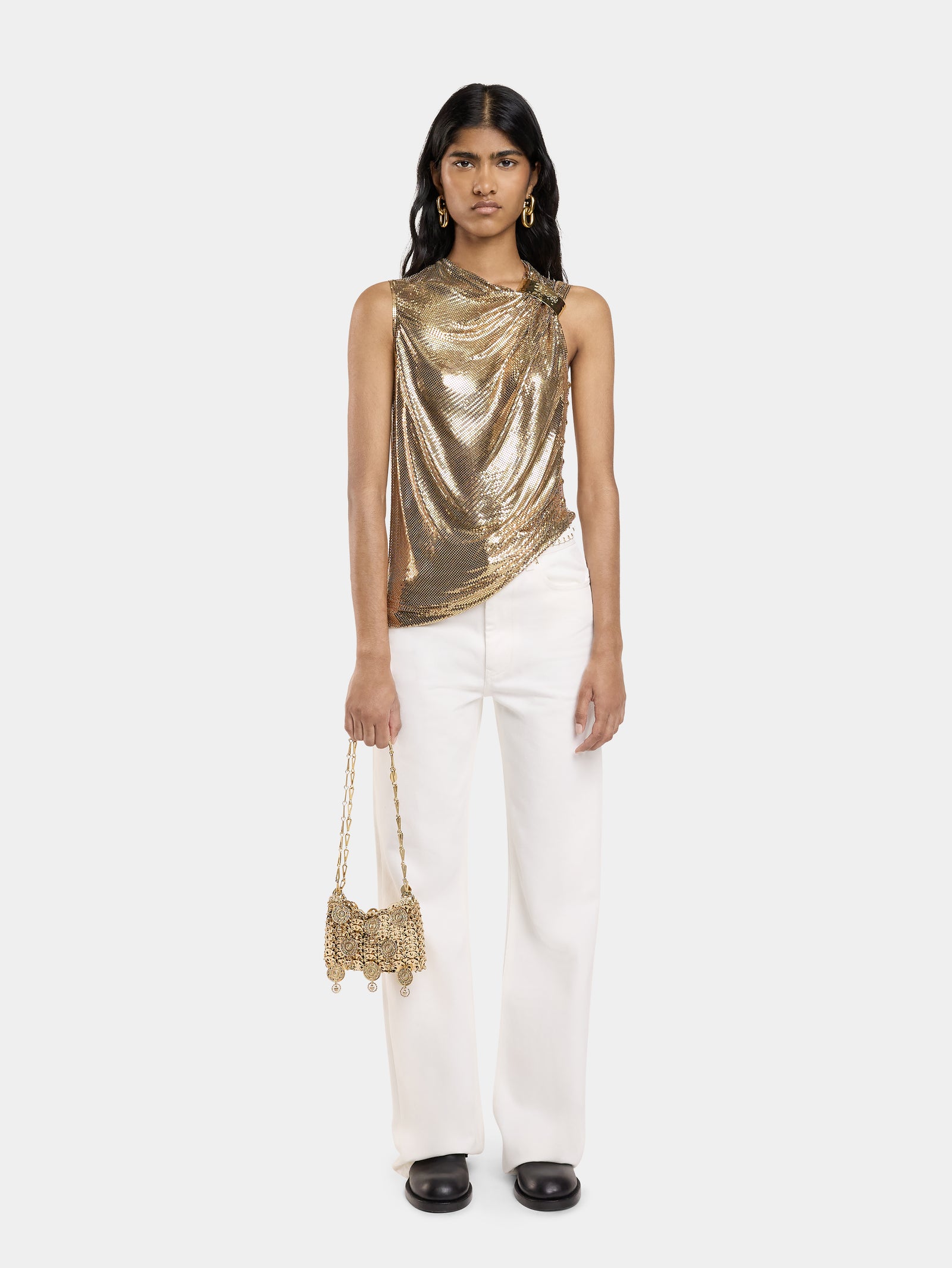 ASYMETRICAL DRAPED TOP IN MESH - Image 2