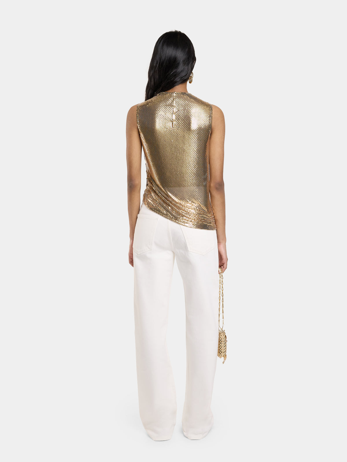 ASYMETRICAL DRAPED TOP IN MESH
