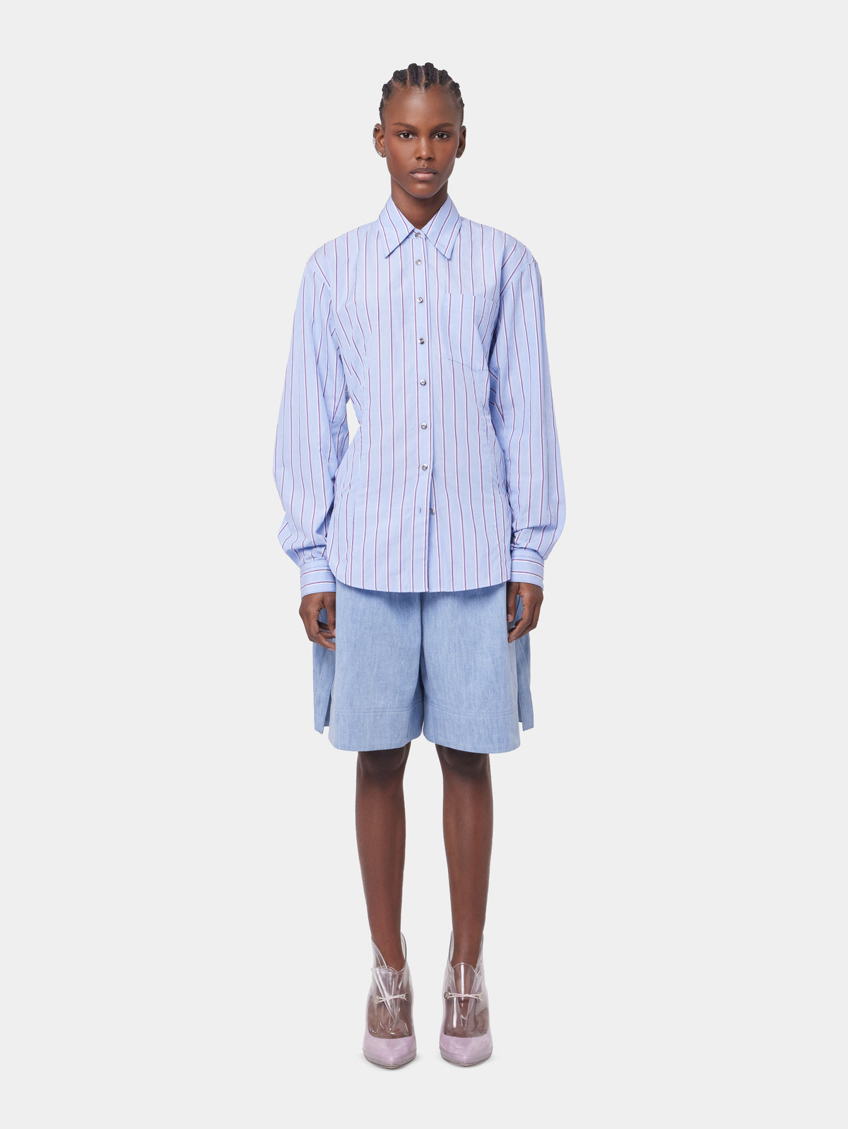 STRIPED WHITE AND BLUE SHIRT IN COTTON POPLIN position 2