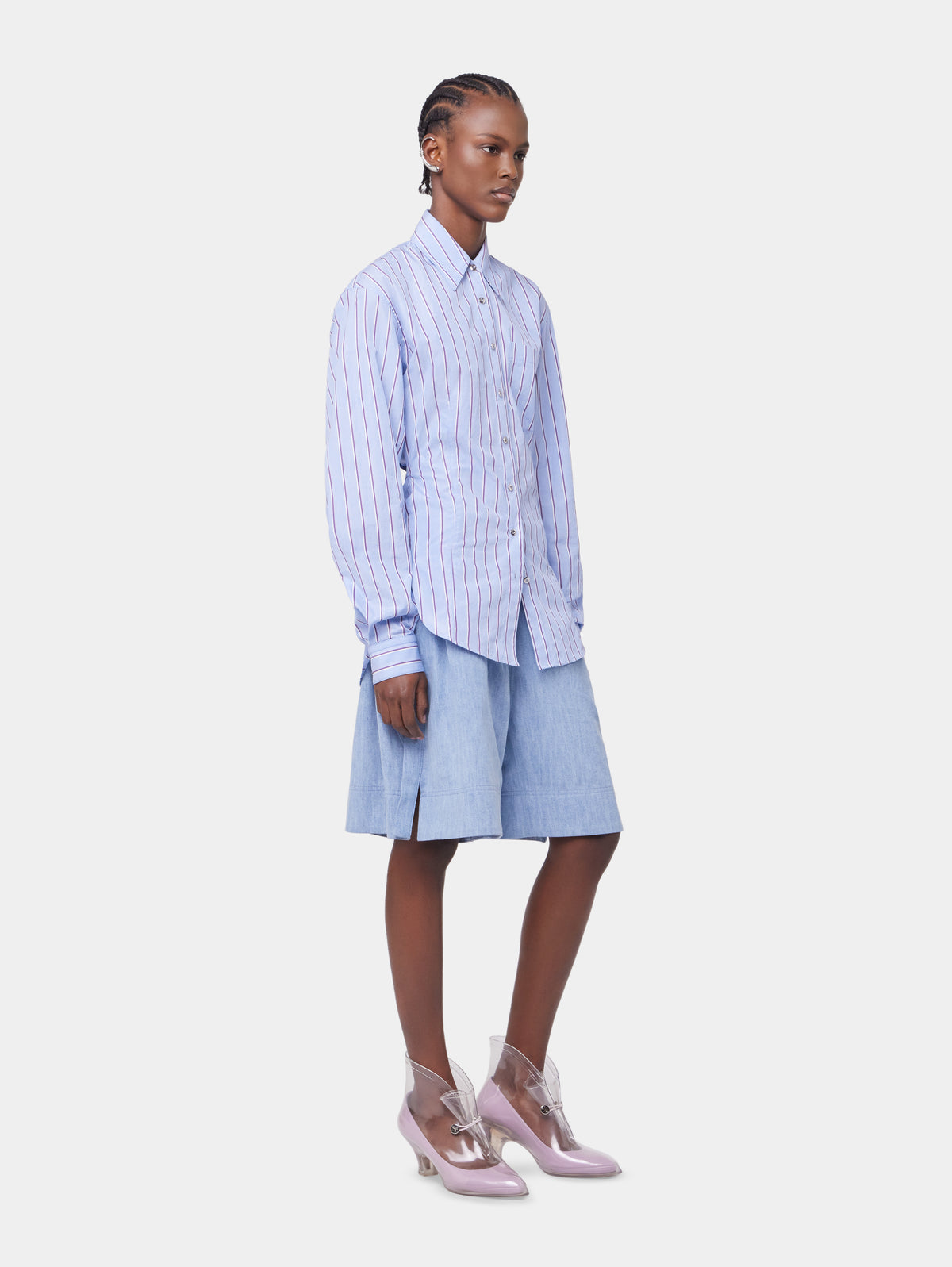 STRIPED WHITE AND BLUE SHIRT IN COTTON POPLIN position 5