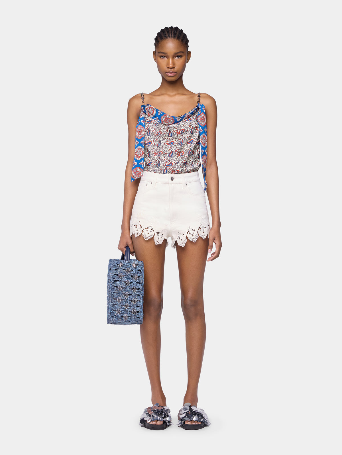Tank top in printed satin position 2
