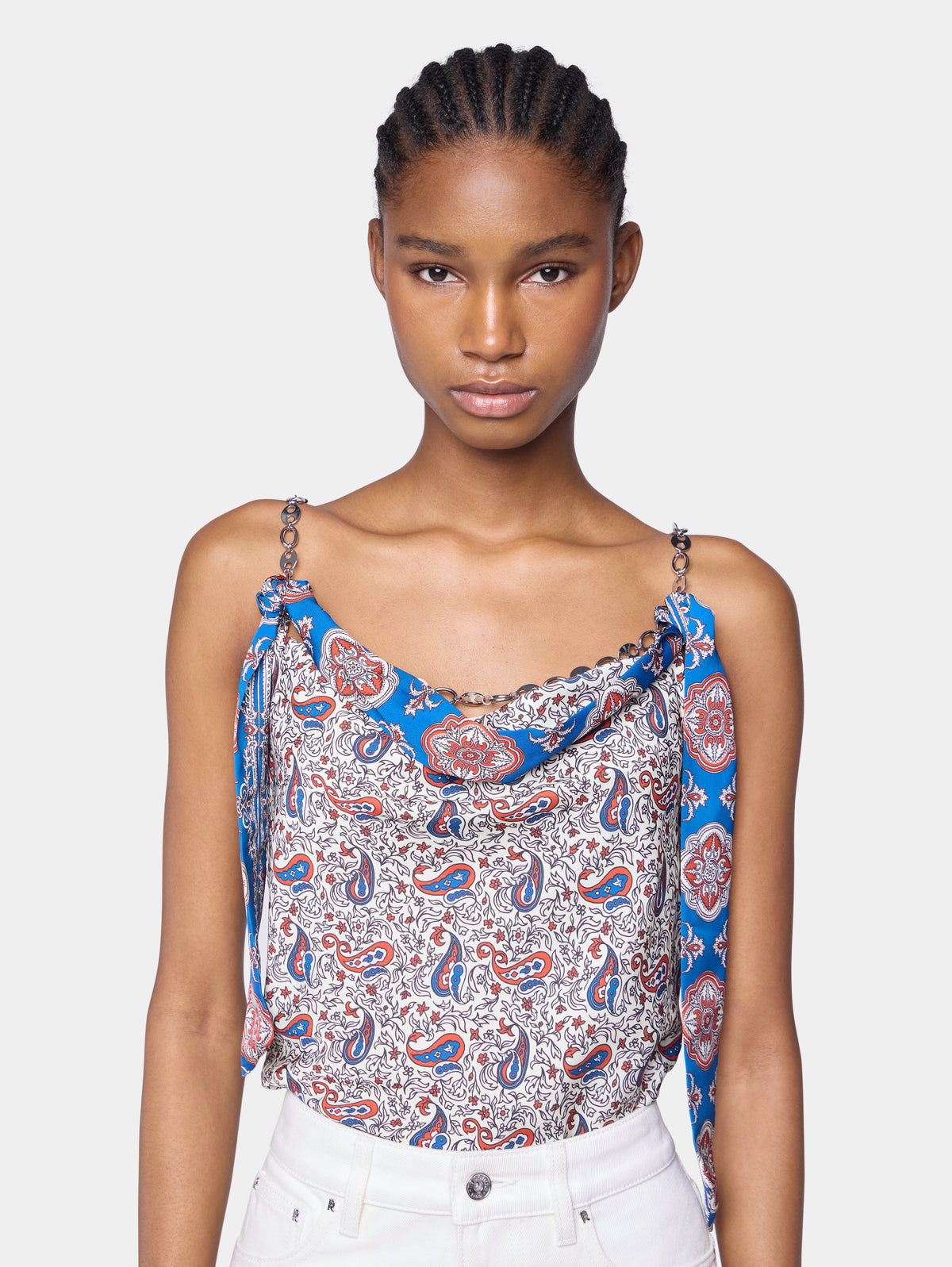 Tank top in printed satin position 4