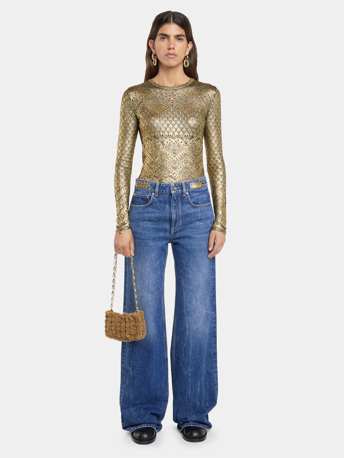LACE-LIKE KNIT SWEATER
