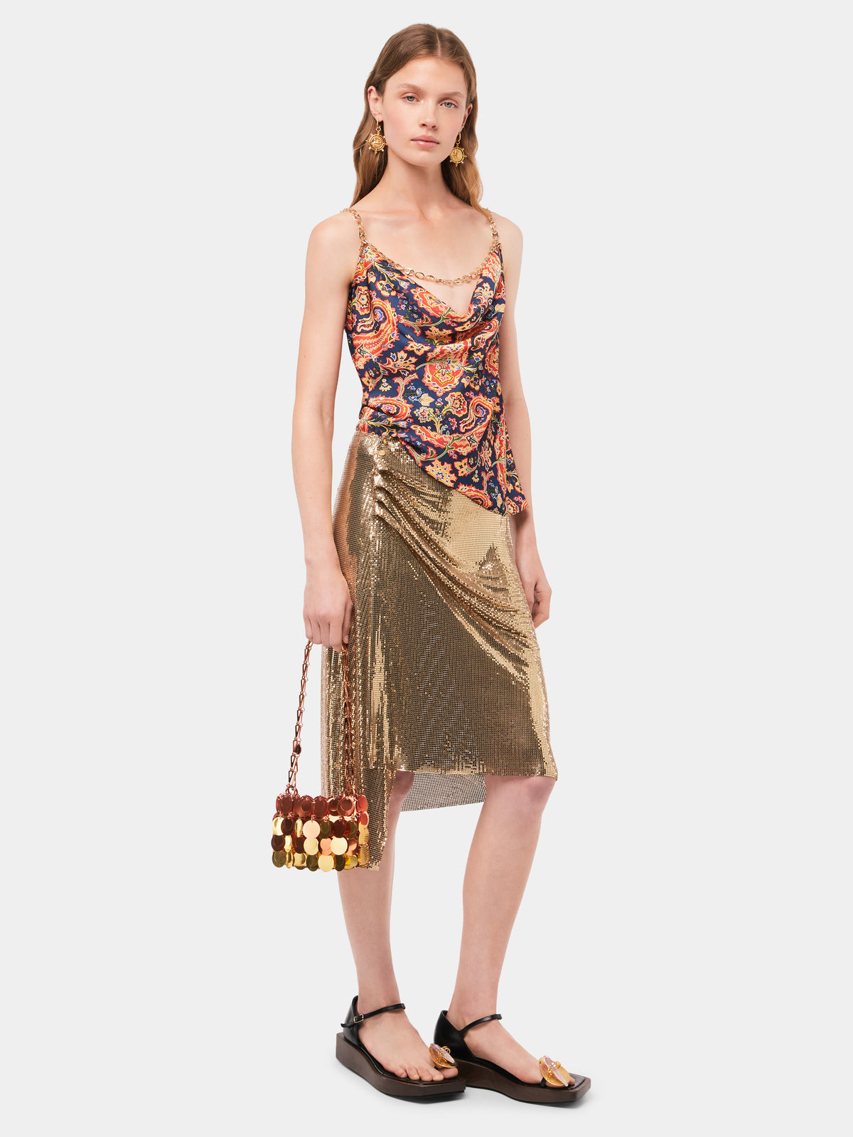 Gold drapé pression chainmail skirt - Image 2