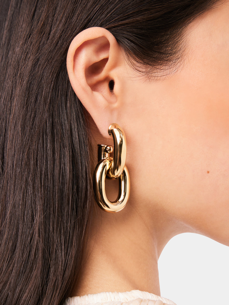 Gold double XL Link earrings - Image 2