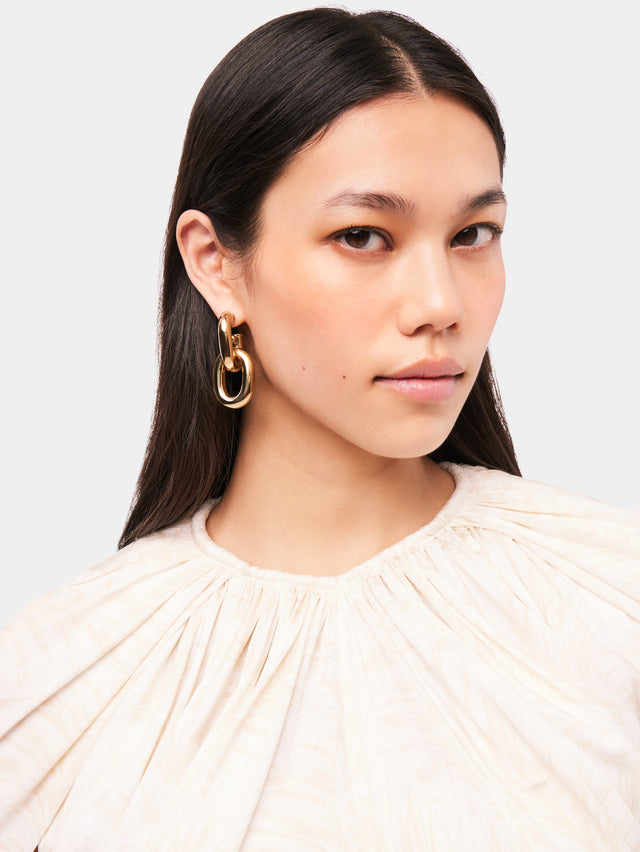 Gold double XL Link earrings - Image 3
