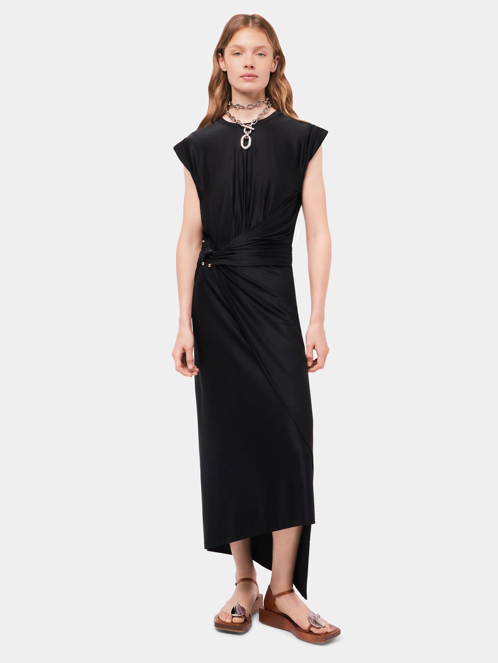 Black draped dress with signature piercing position 3 - Image 3