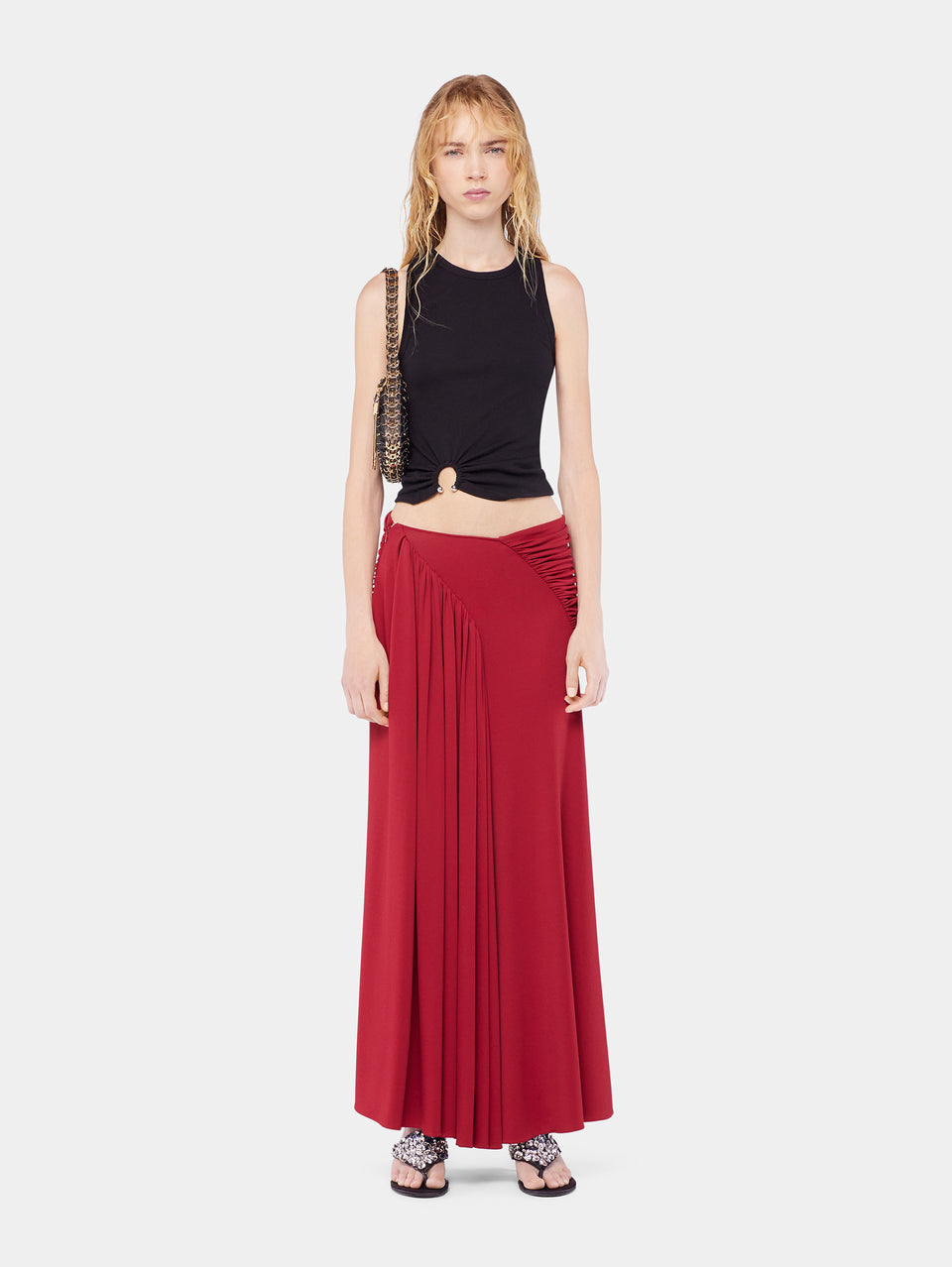 Long skirt with ruched details position 2 - Image 2