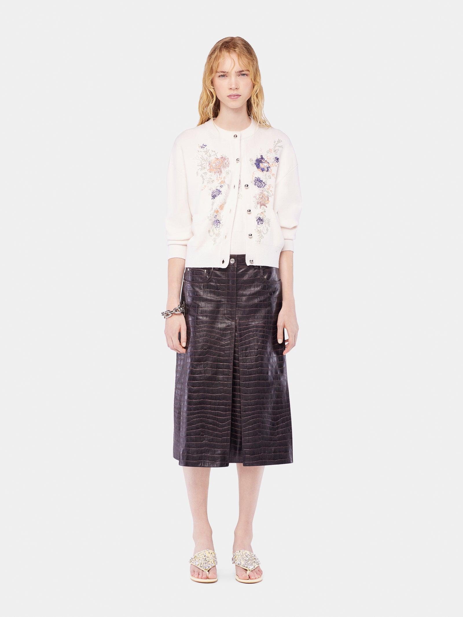 Embroidered wool cardigan position 1 - Image 1