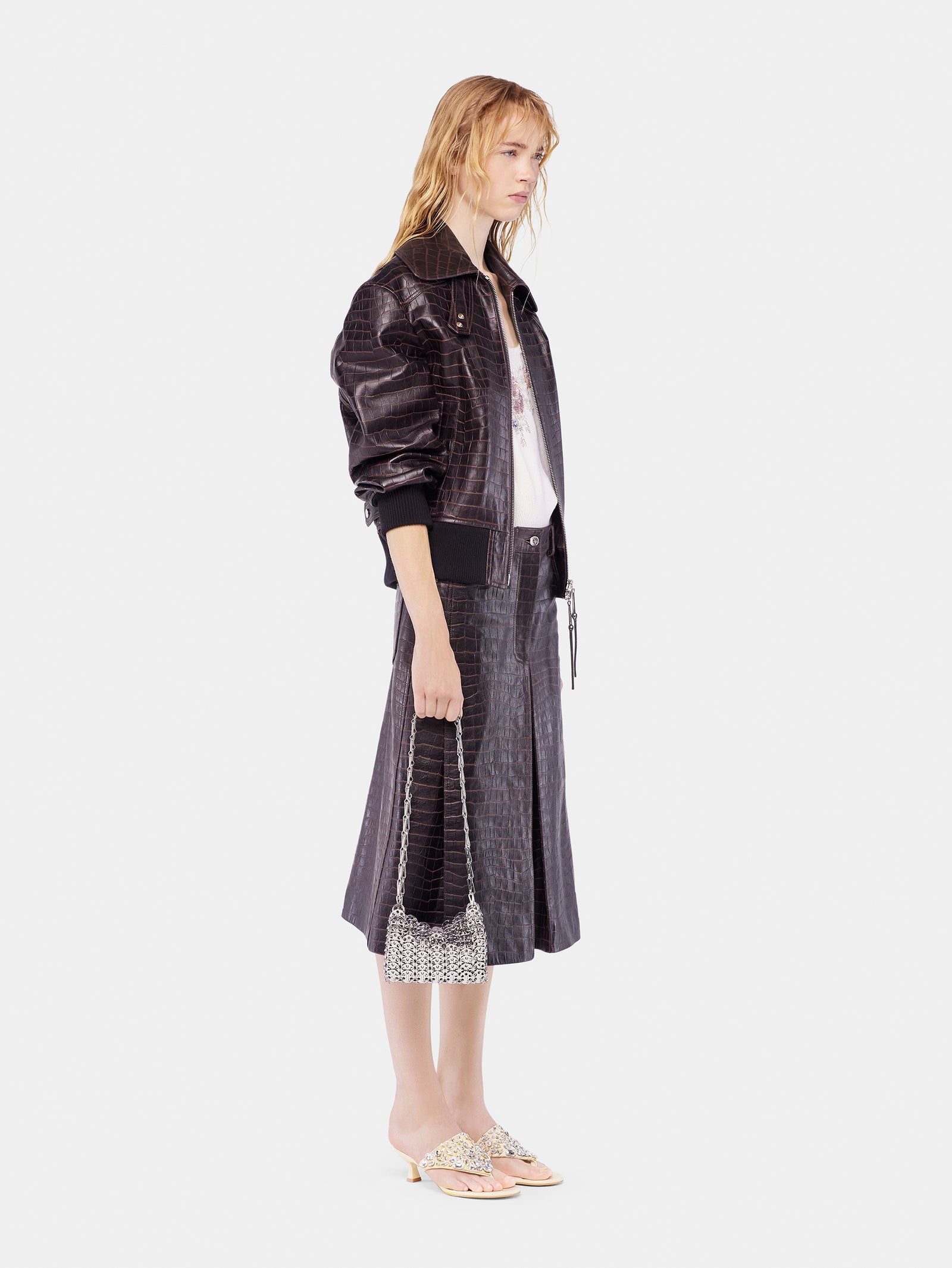 Leather bomber jacket position 3 - Image 3