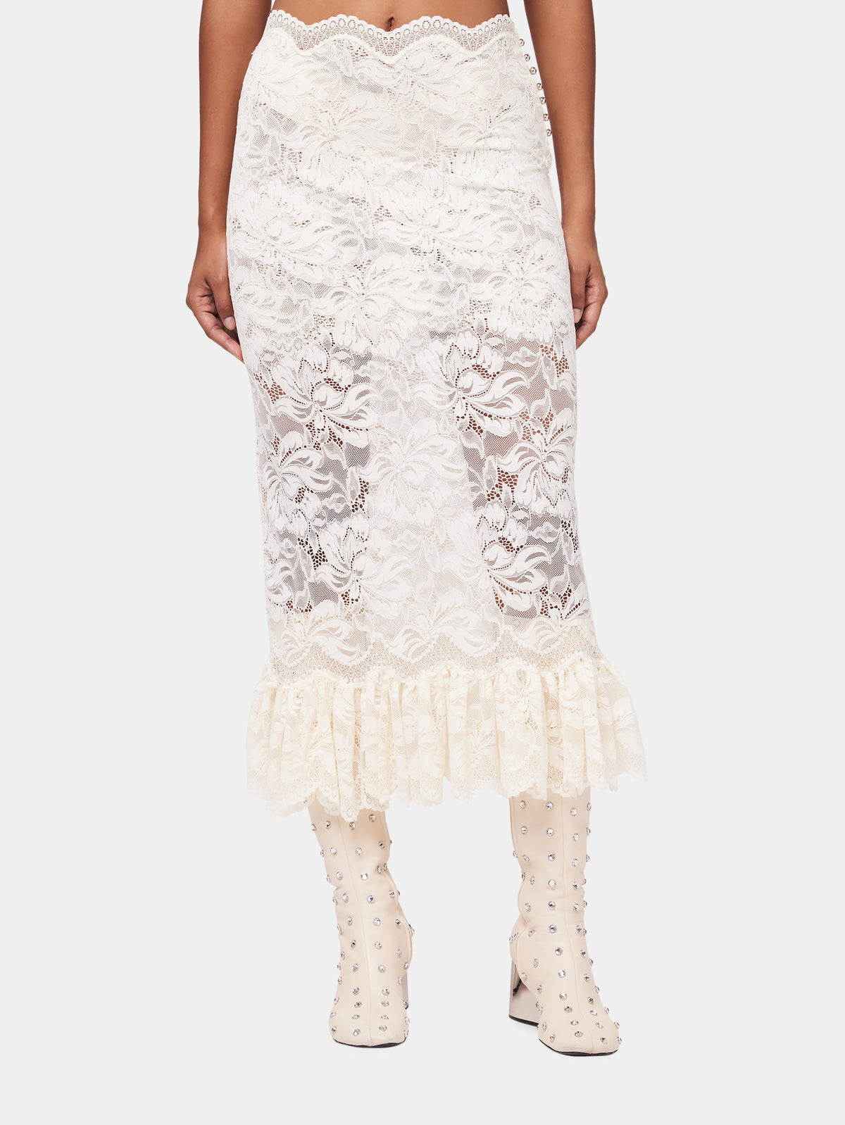 Maxi stretch lace ivory skirt - Image 3