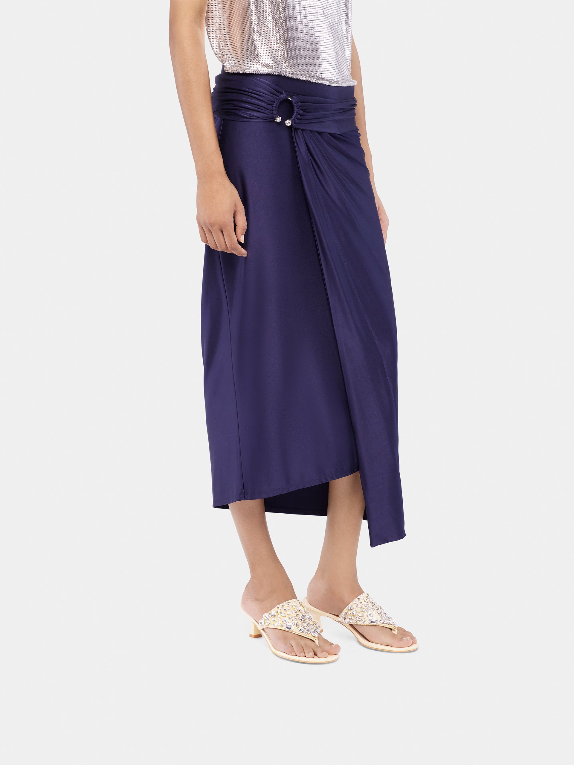 Midi piercing jersey skirt position 5