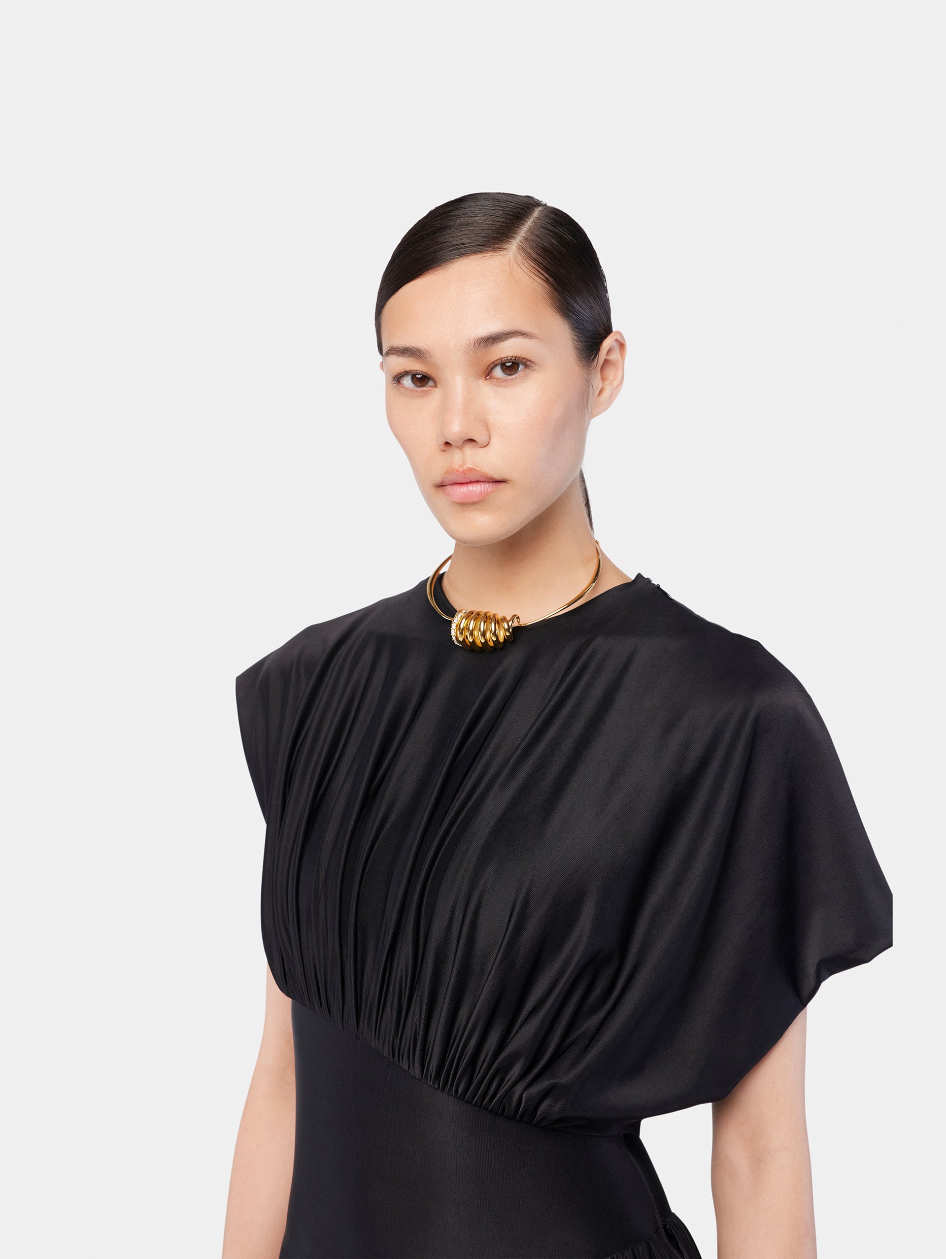 Long dress with ruched details black position 4