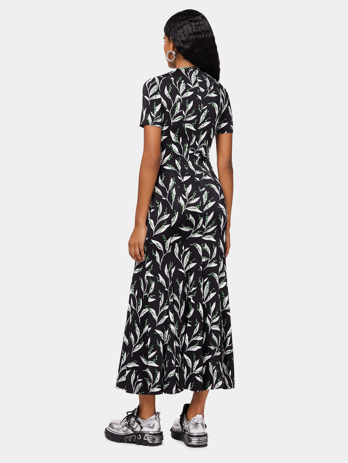 Long black printed dress