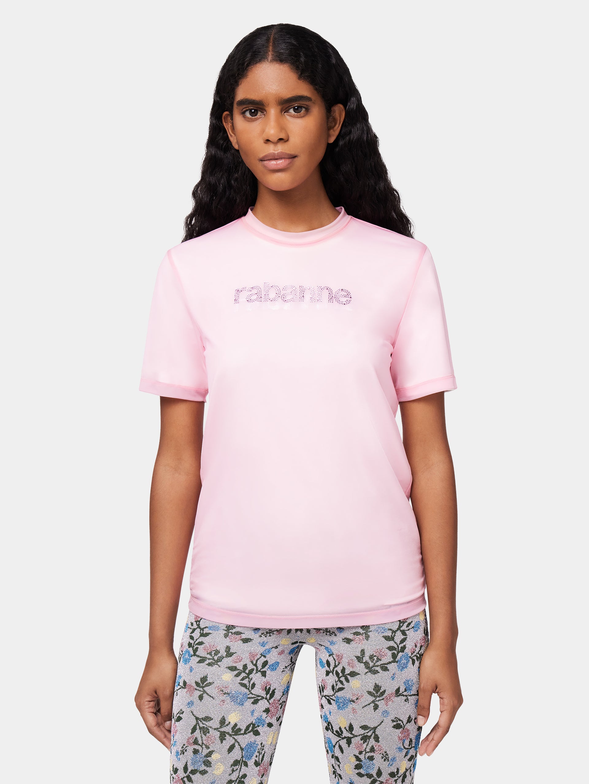 Pink faded logo-printed top