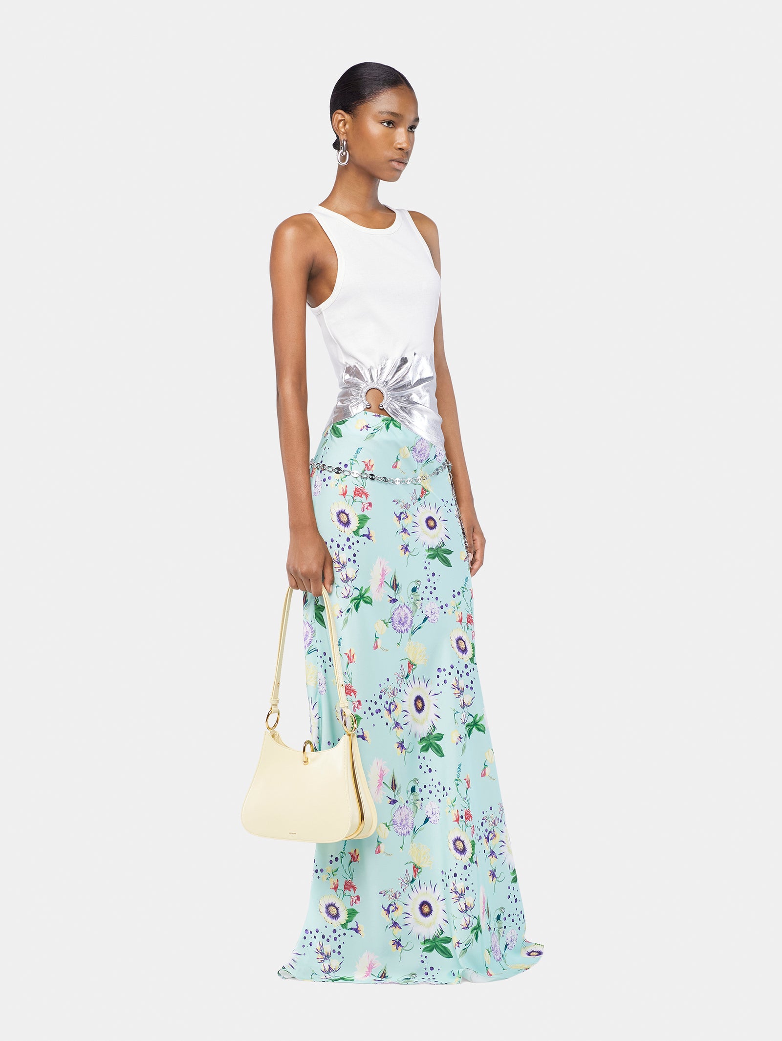 Floral patterned skirt with chain details position 3 - Image 3