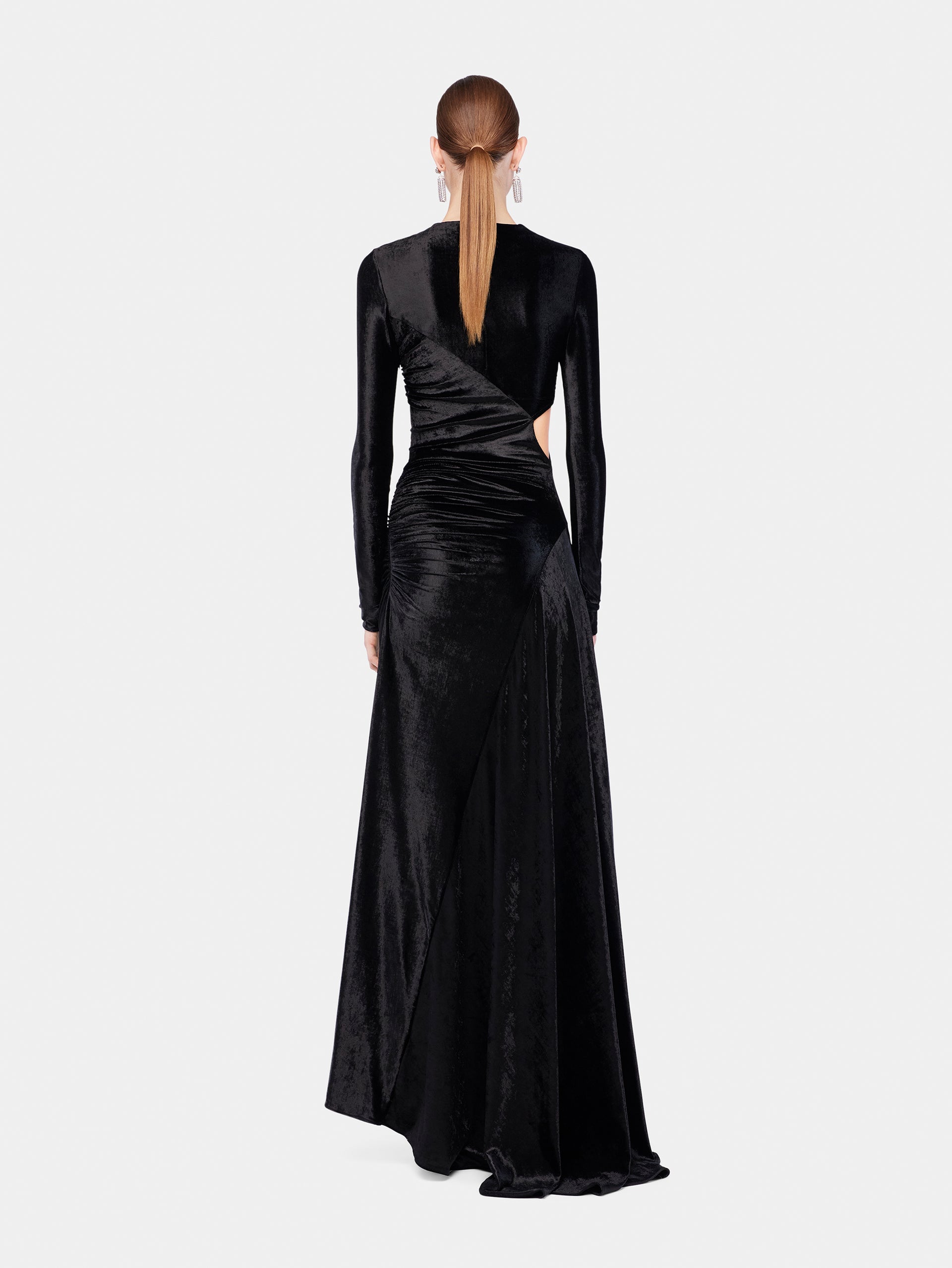 Long draped velvet dress position 4