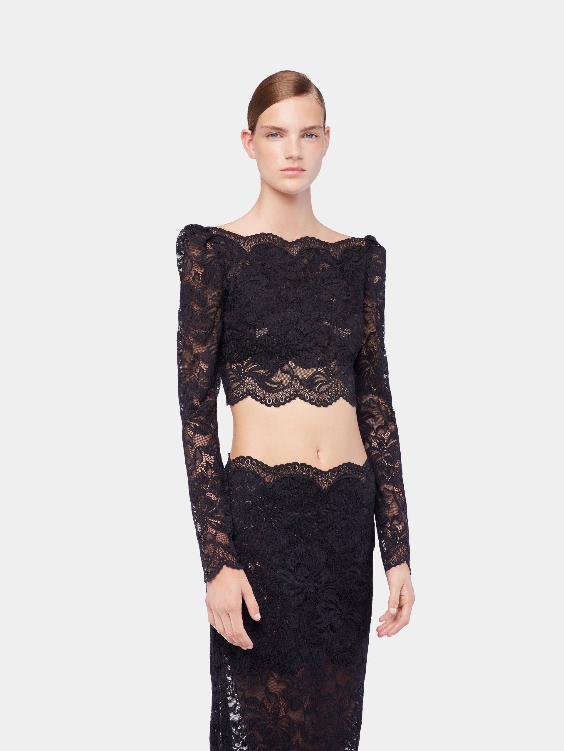 Black crop top in lace position 5