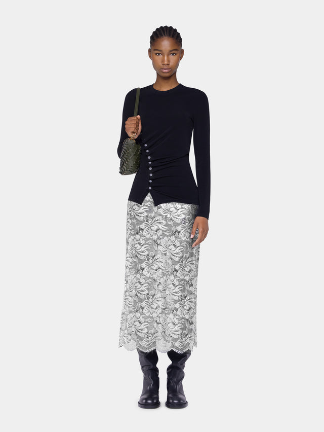 Silver midi skirt in lace - Image 2