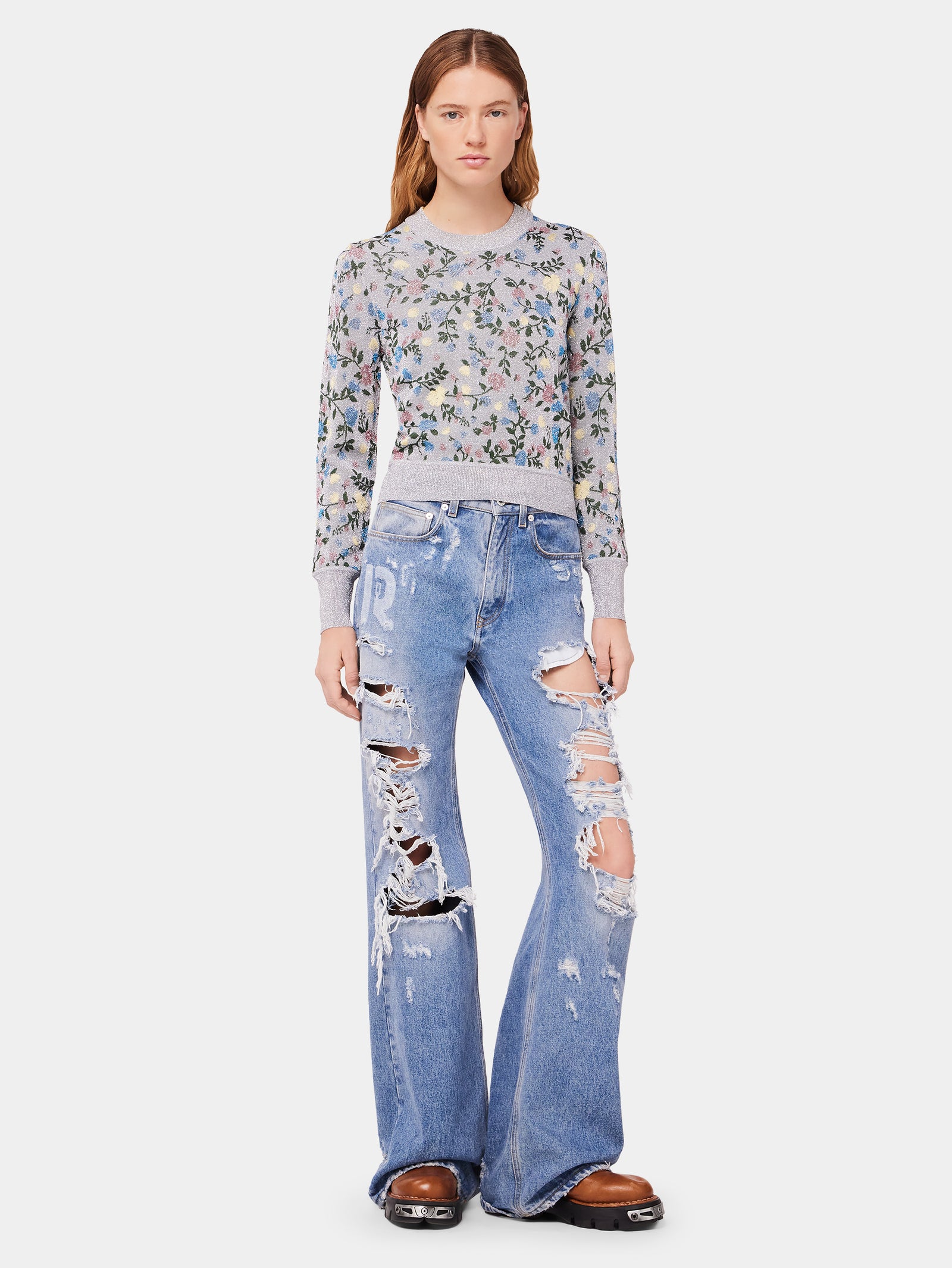 Distressed high-rise wide-leg jeans - Image 2