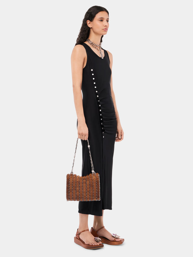 Sleeveless black drappé pression dress - Image 3