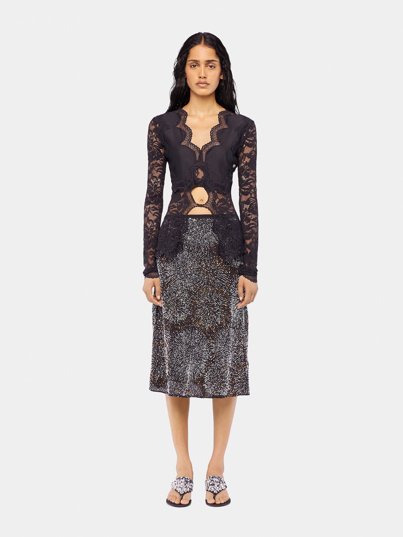 Long-sleeved lace top position 2 - Image 2