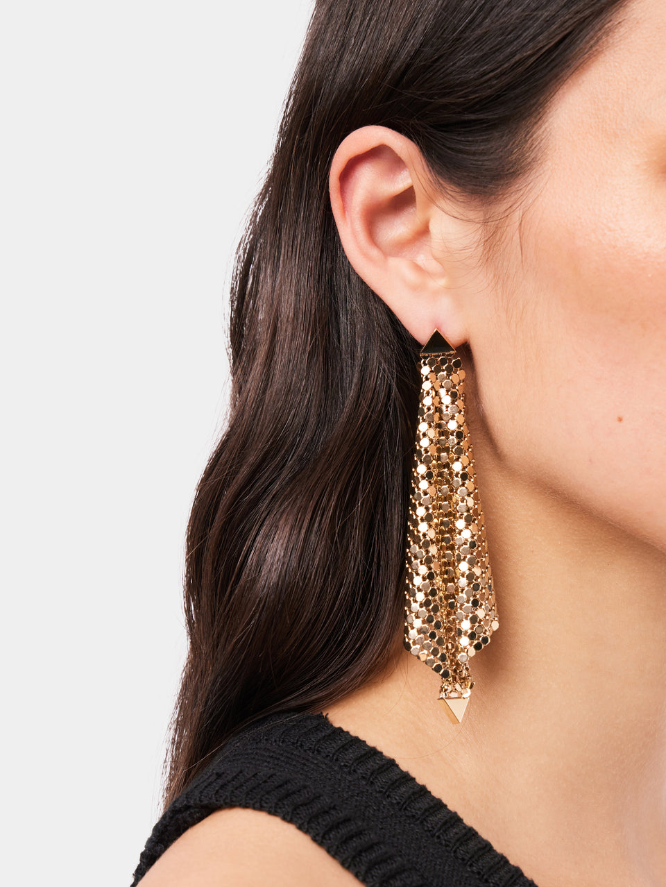 Gold chainmail earrings position 2 - Image 2
