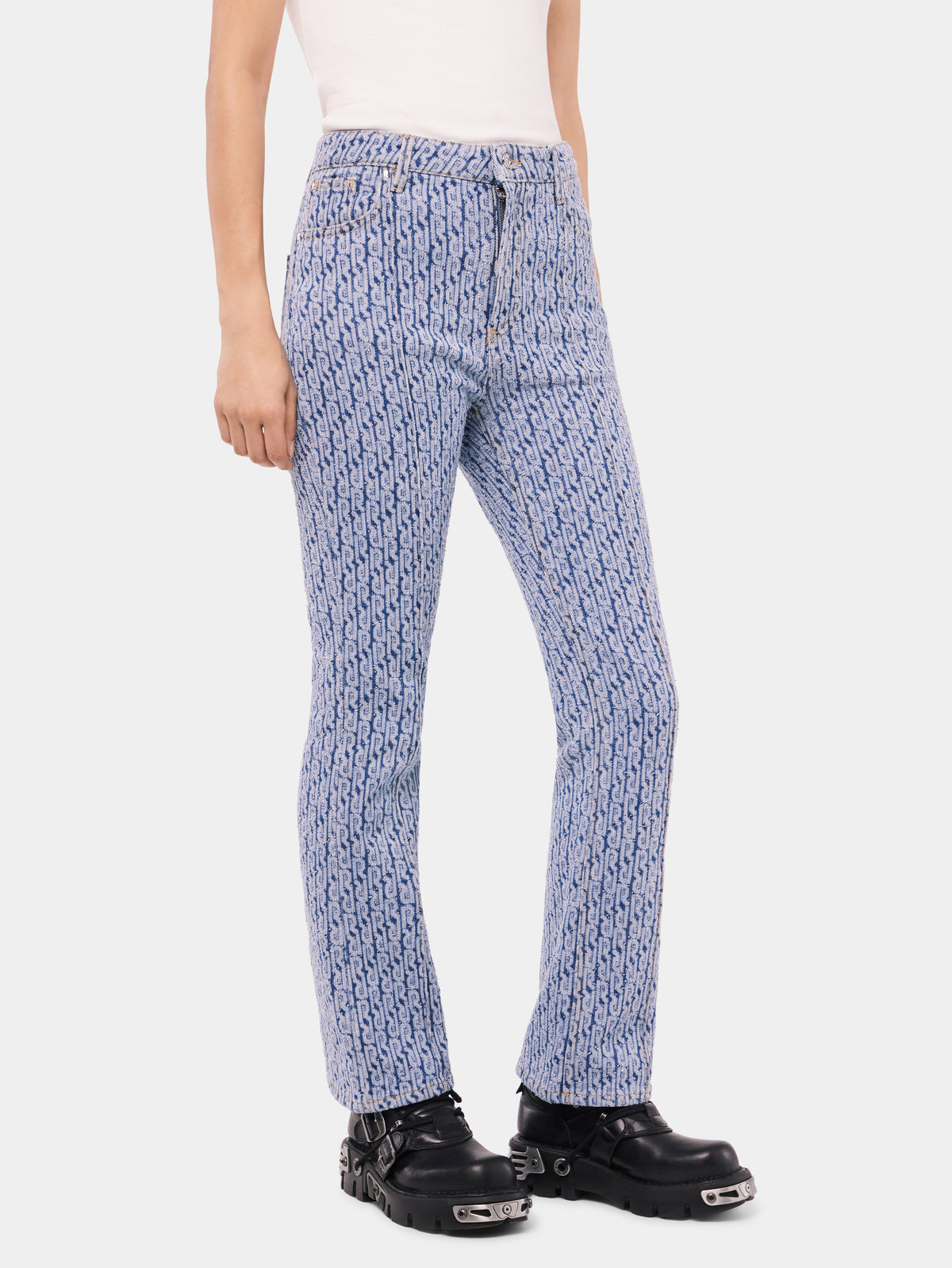 Monogram denim pants