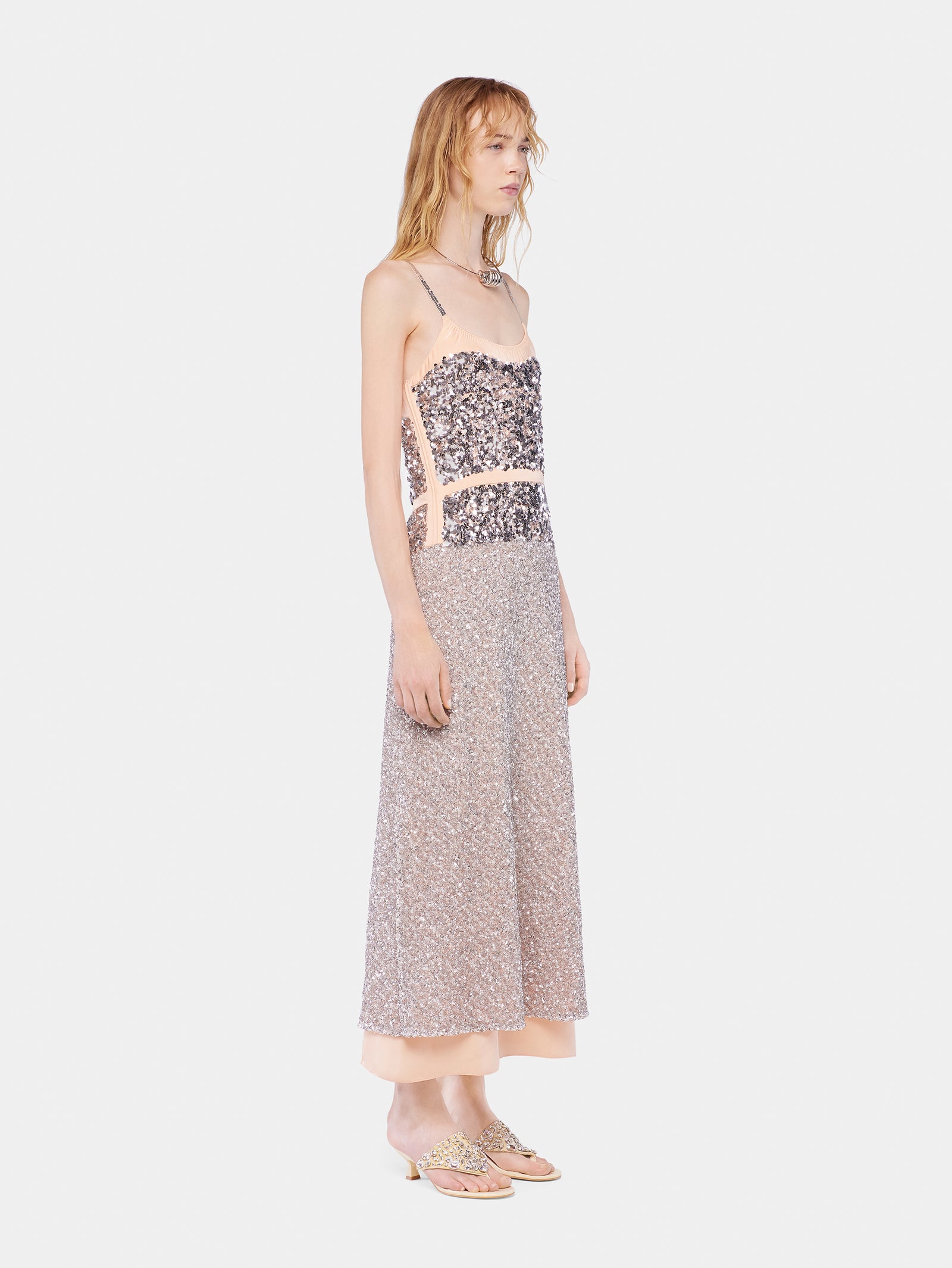 Chiffon dress with silver sequins position 2 - Image 2