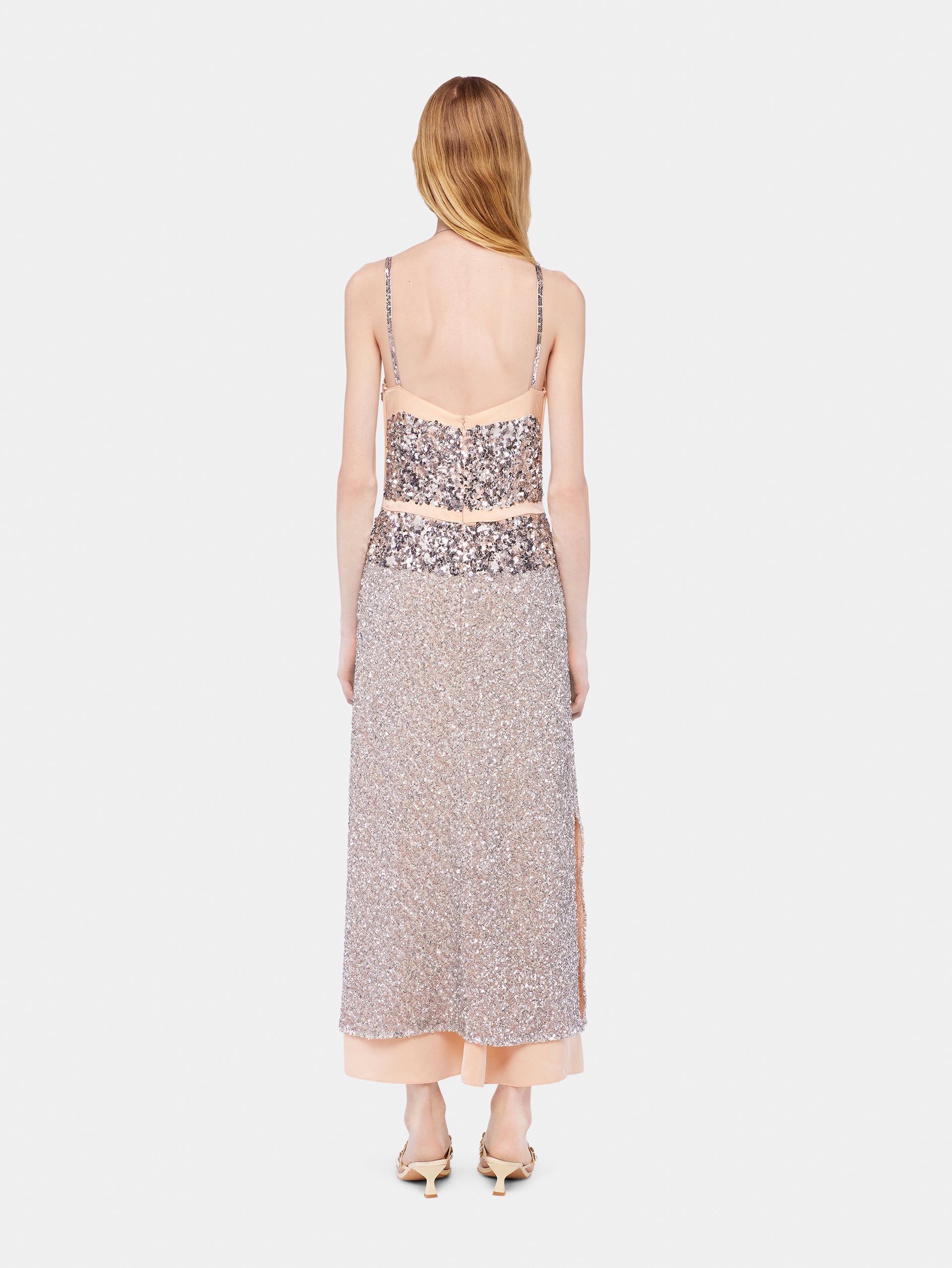 Chiffon dress with silver sequins position 3