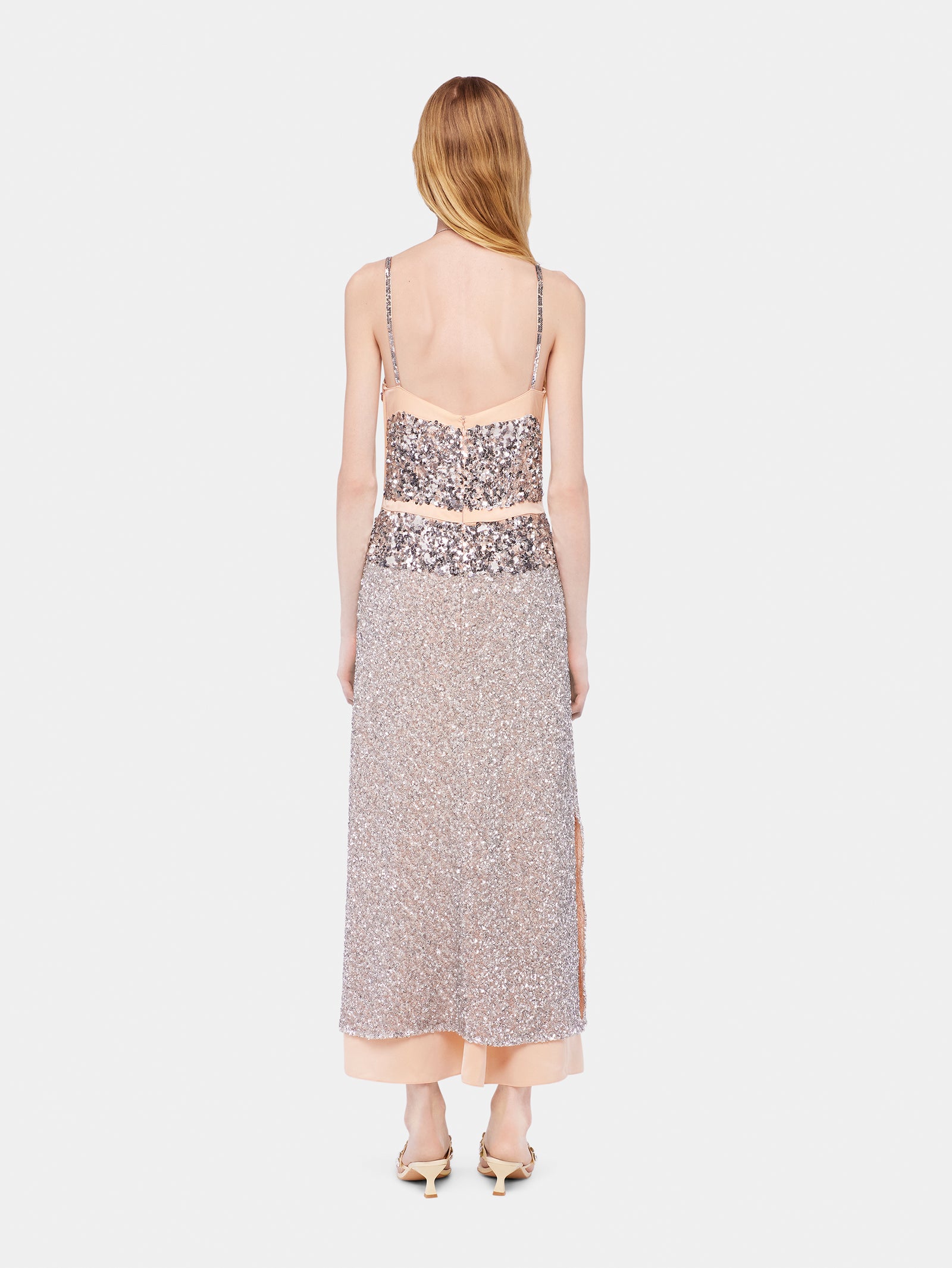 Chiffon dress with silver sequins position 3 - Image 3