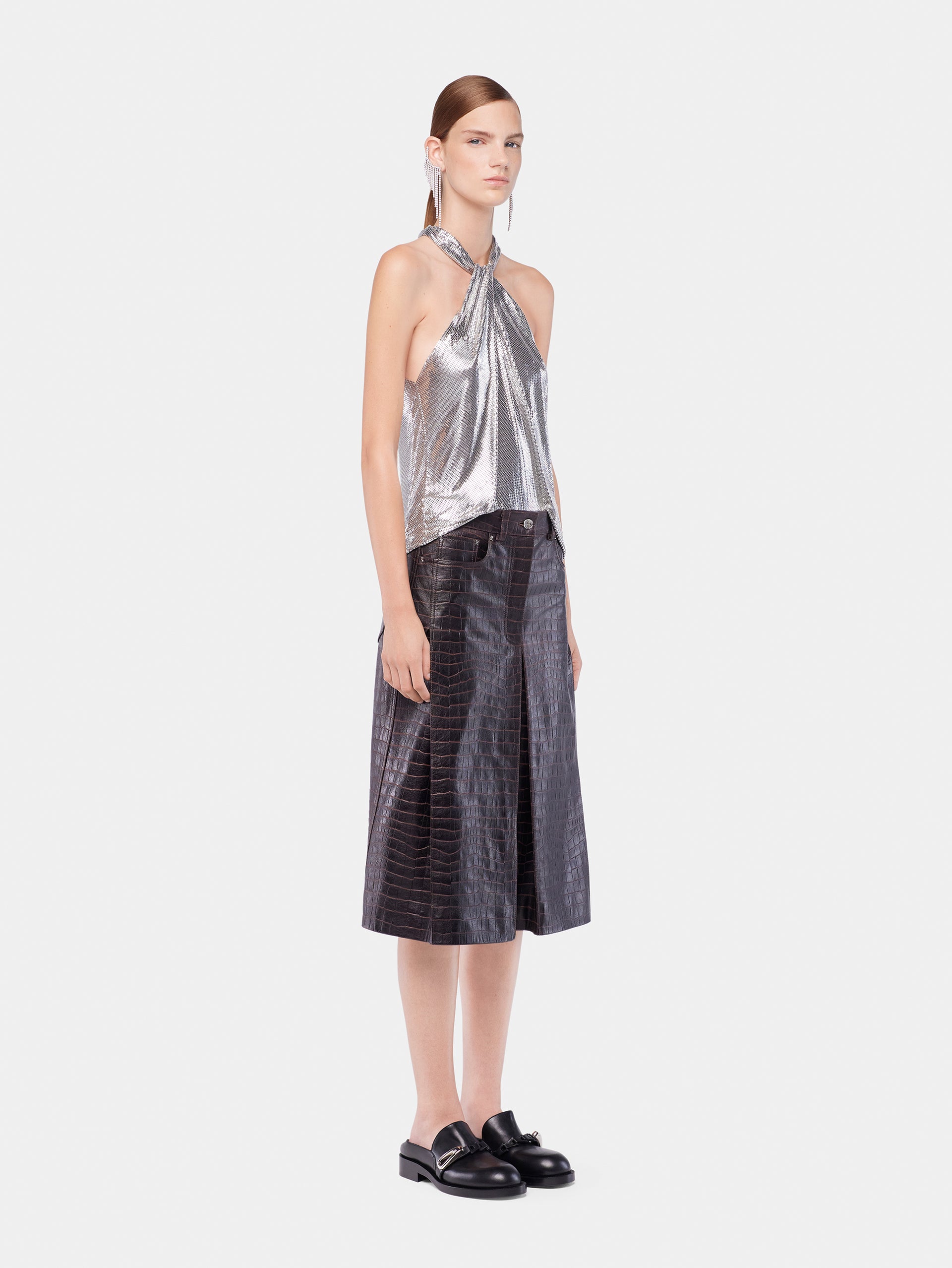 Midi leather skirt position 3