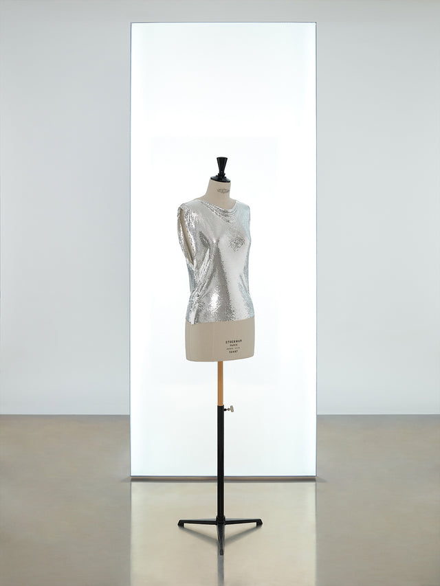 Sleevesless draped iconic mesh top - Image 1