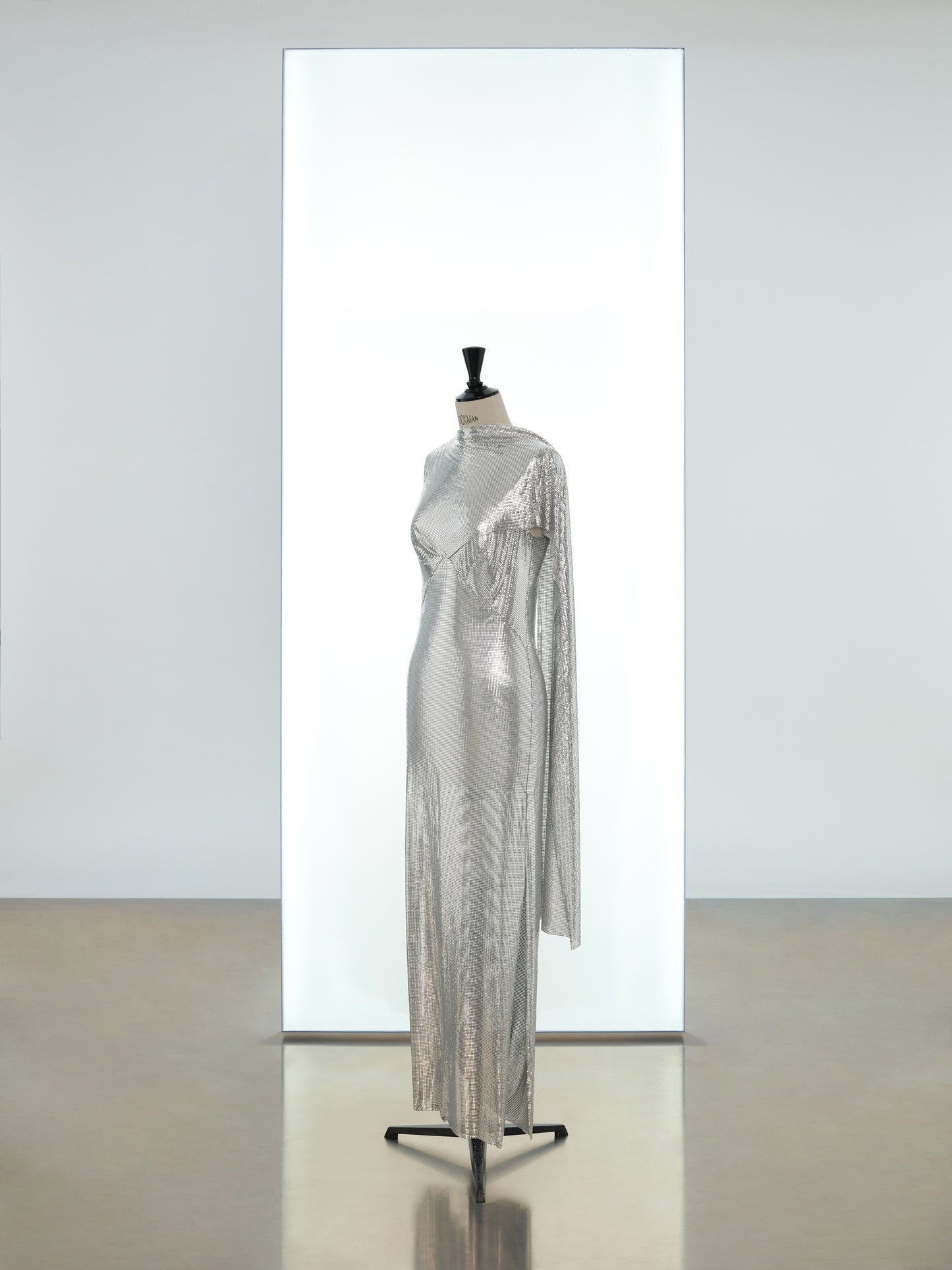 Long iconic mesh dress scarf detail