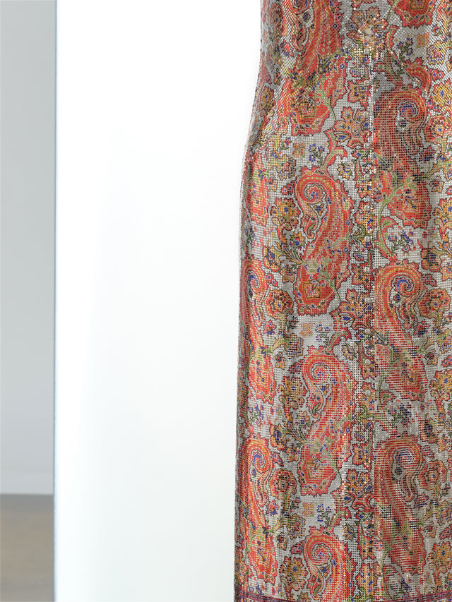 Long strap dress in printed iconic mesh - Image 2