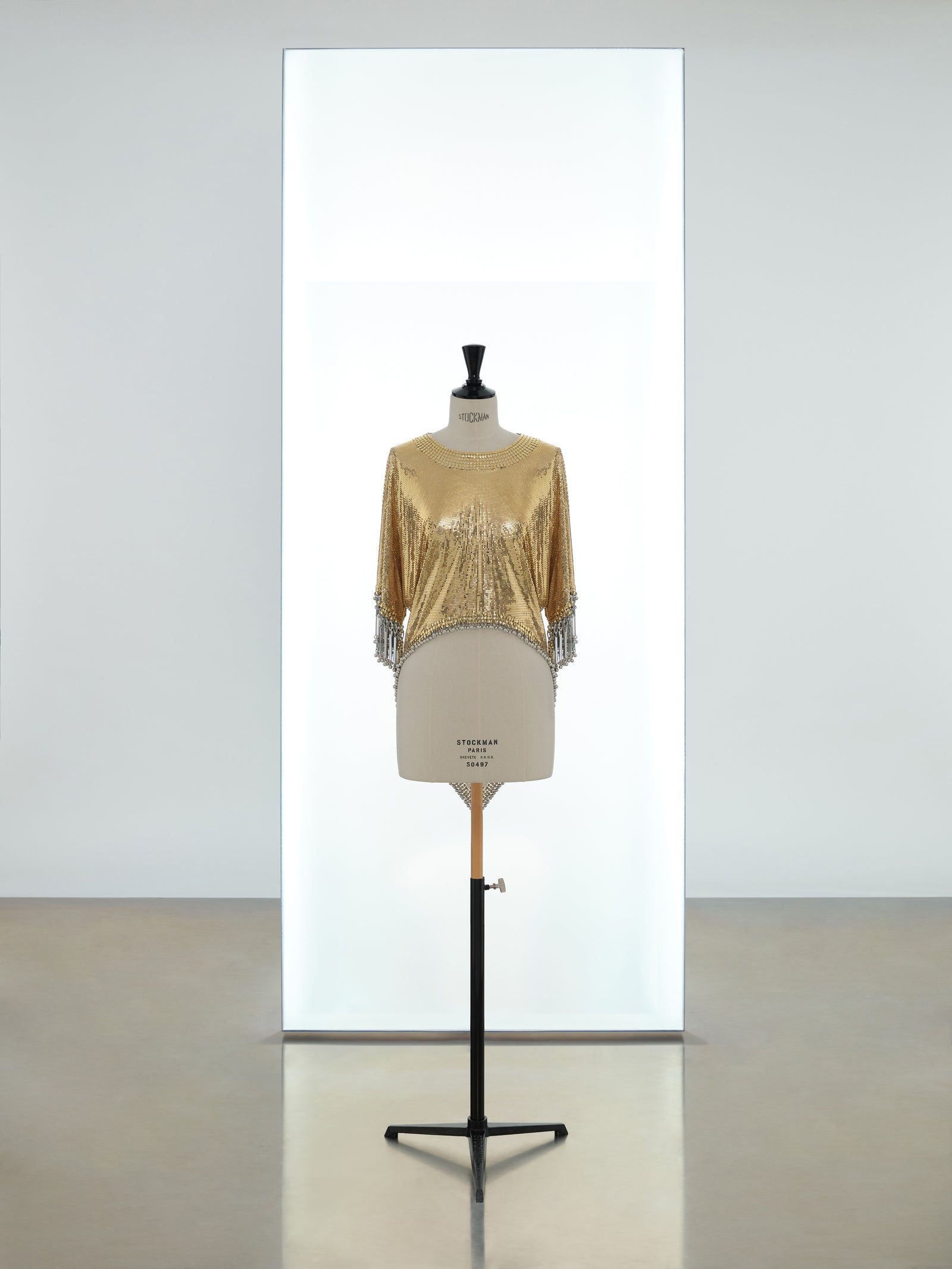Draped short sleeves tunic made in iconic mesh position 1 - Image 1