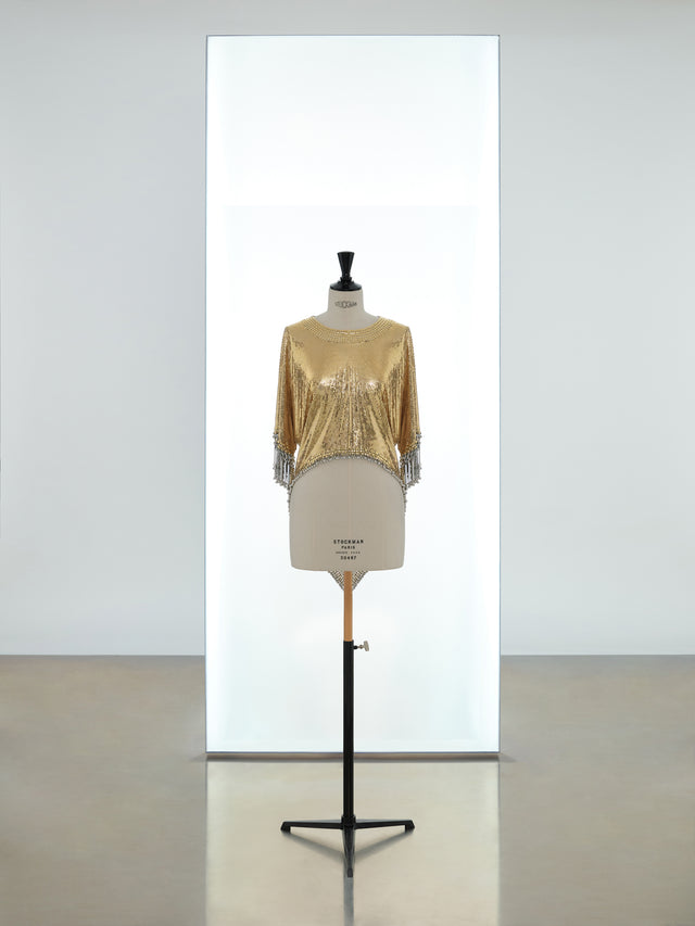 Draped short sleeves tunic made in iconic mesh - Image 1