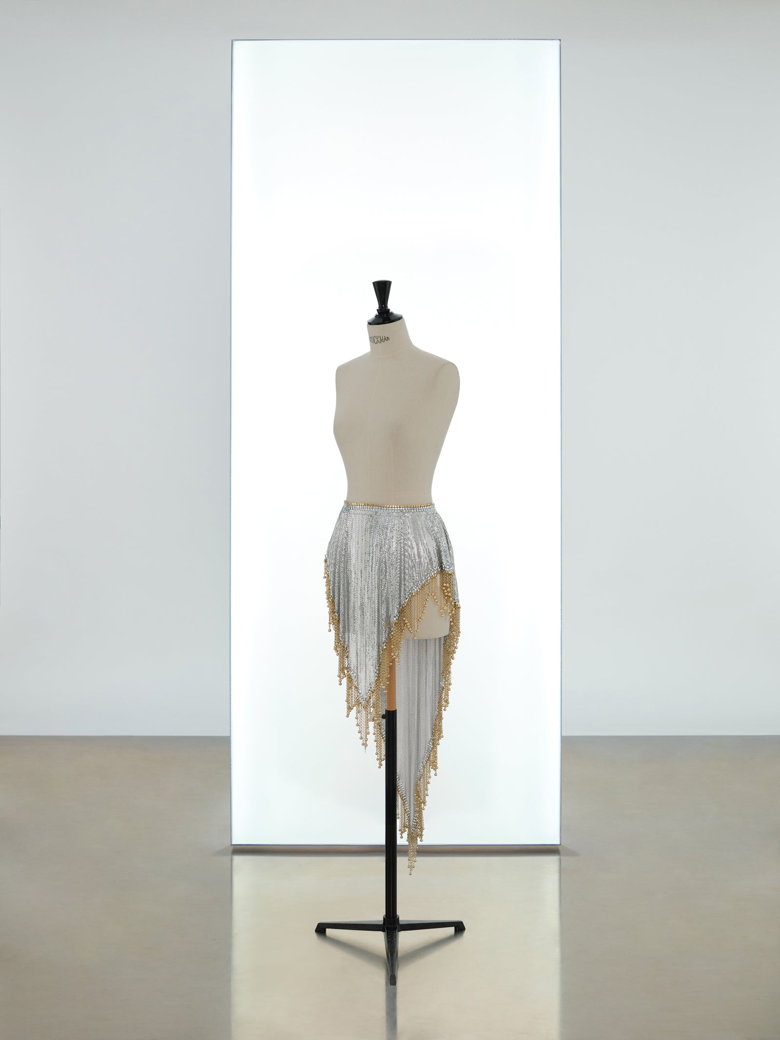 Draped asymmetric skirt made in iconic mesh position 1 - Image 1