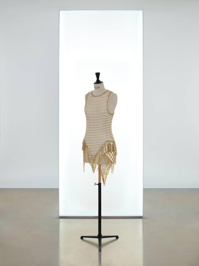 Short sleevesless dress made in metallic eight assembly - Image 1