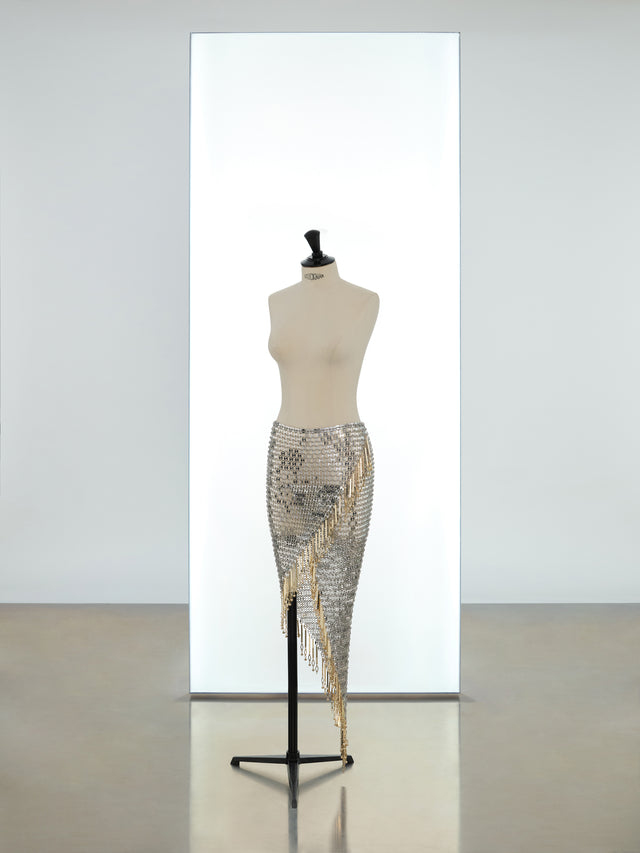 Mid length wrap skirt made in metallic eight assembly - Image 1