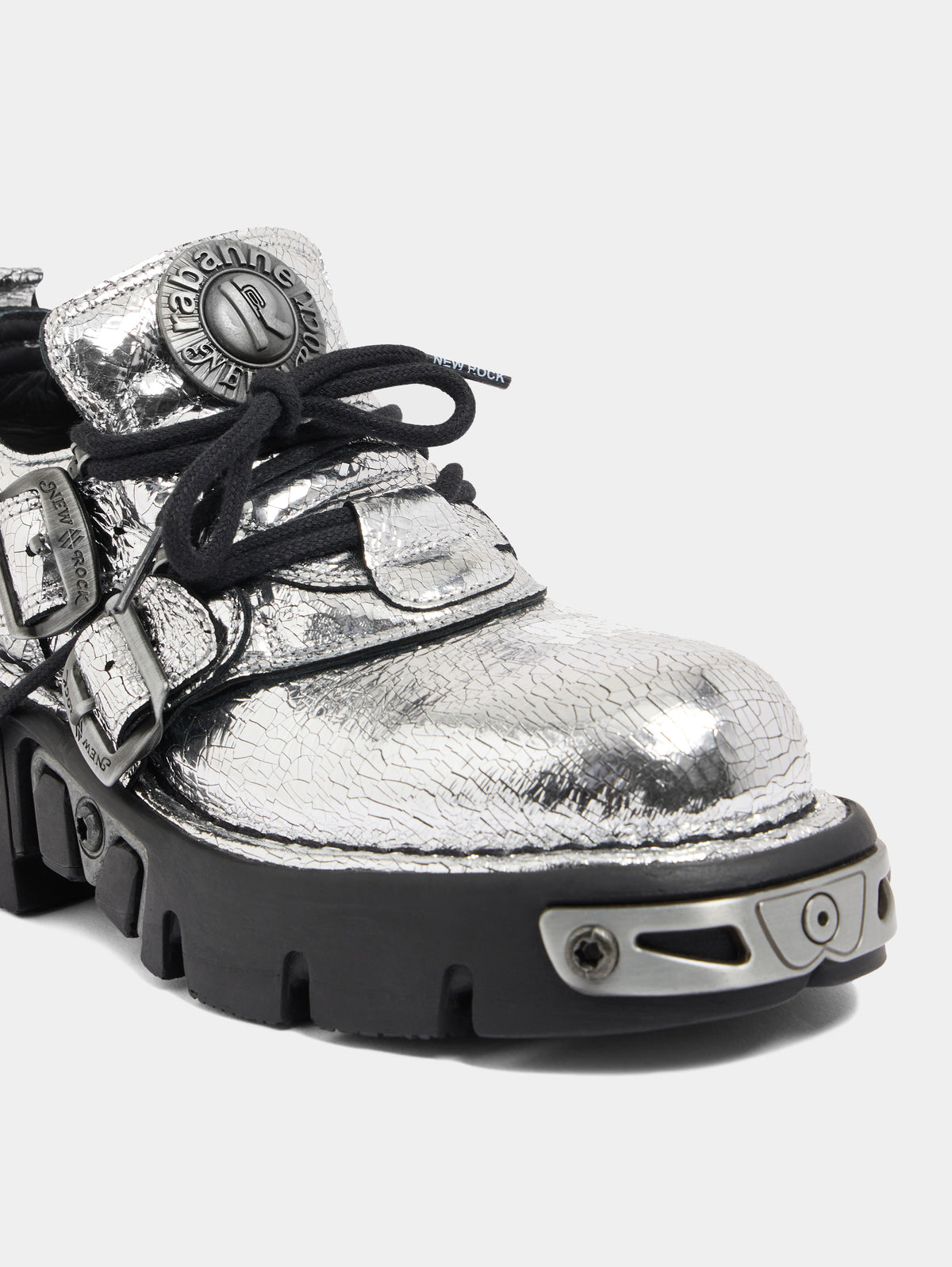RABANNE x NEW ROCK SILVER SHOES