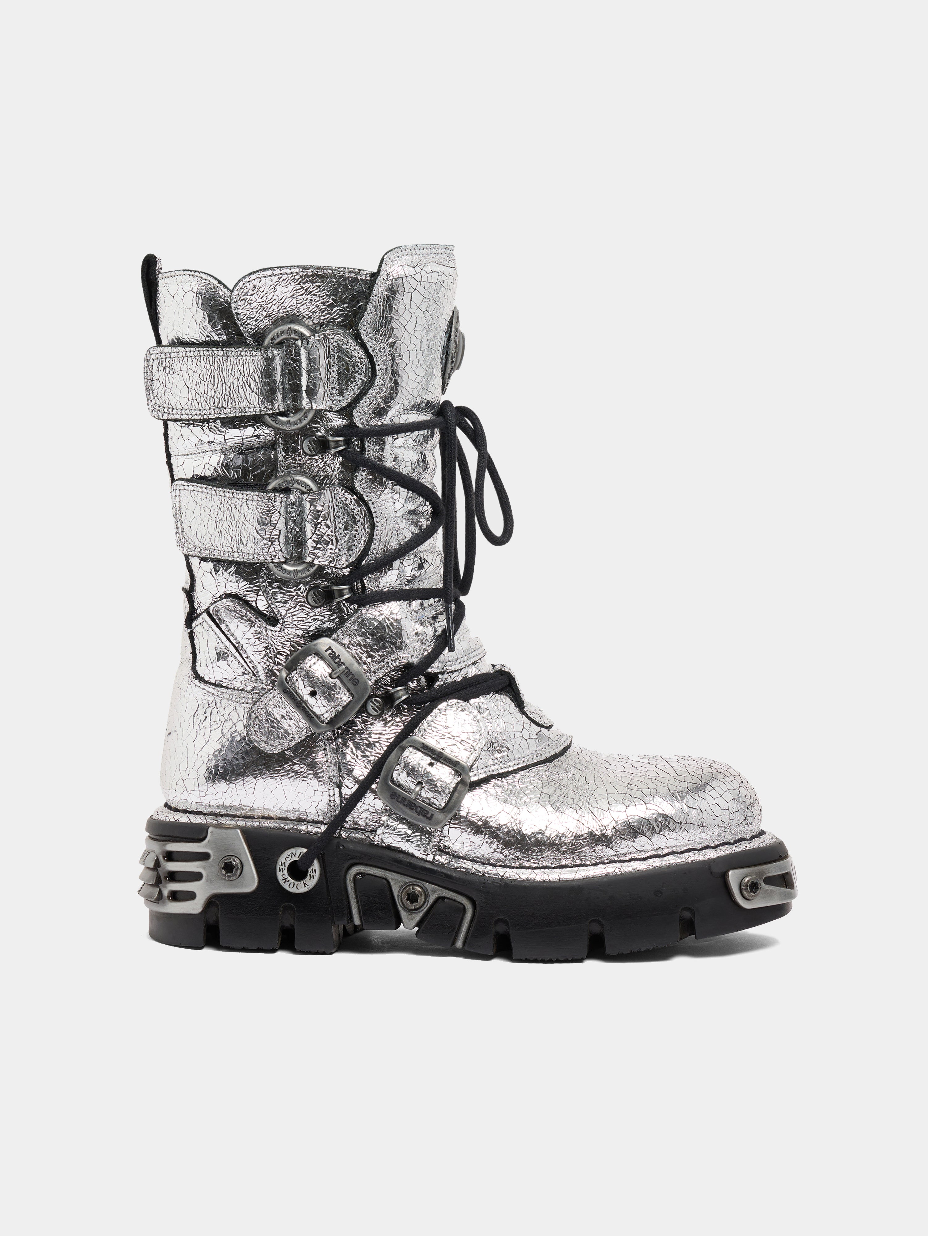 RABANNE x NEW ROCK SILVER BOOTS | Rabanne