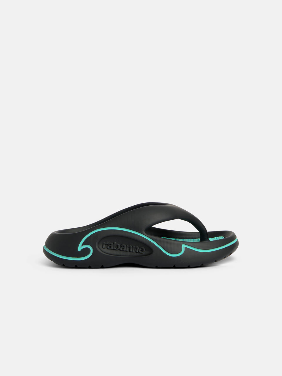 Flat sandals black and teal rubber shoes position 1 - Image 1