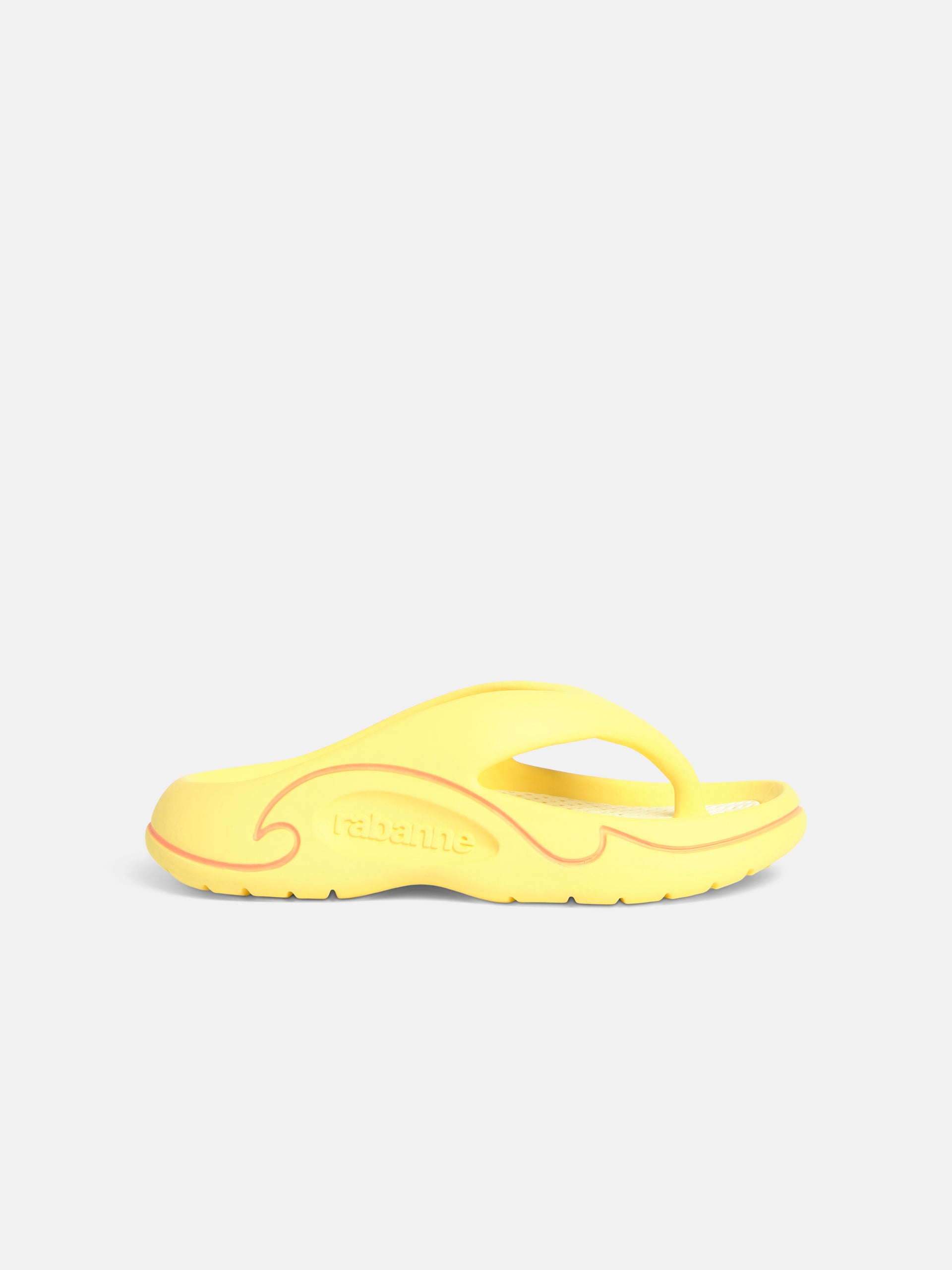 Flat sandals yellow and white rubber shoes position 1