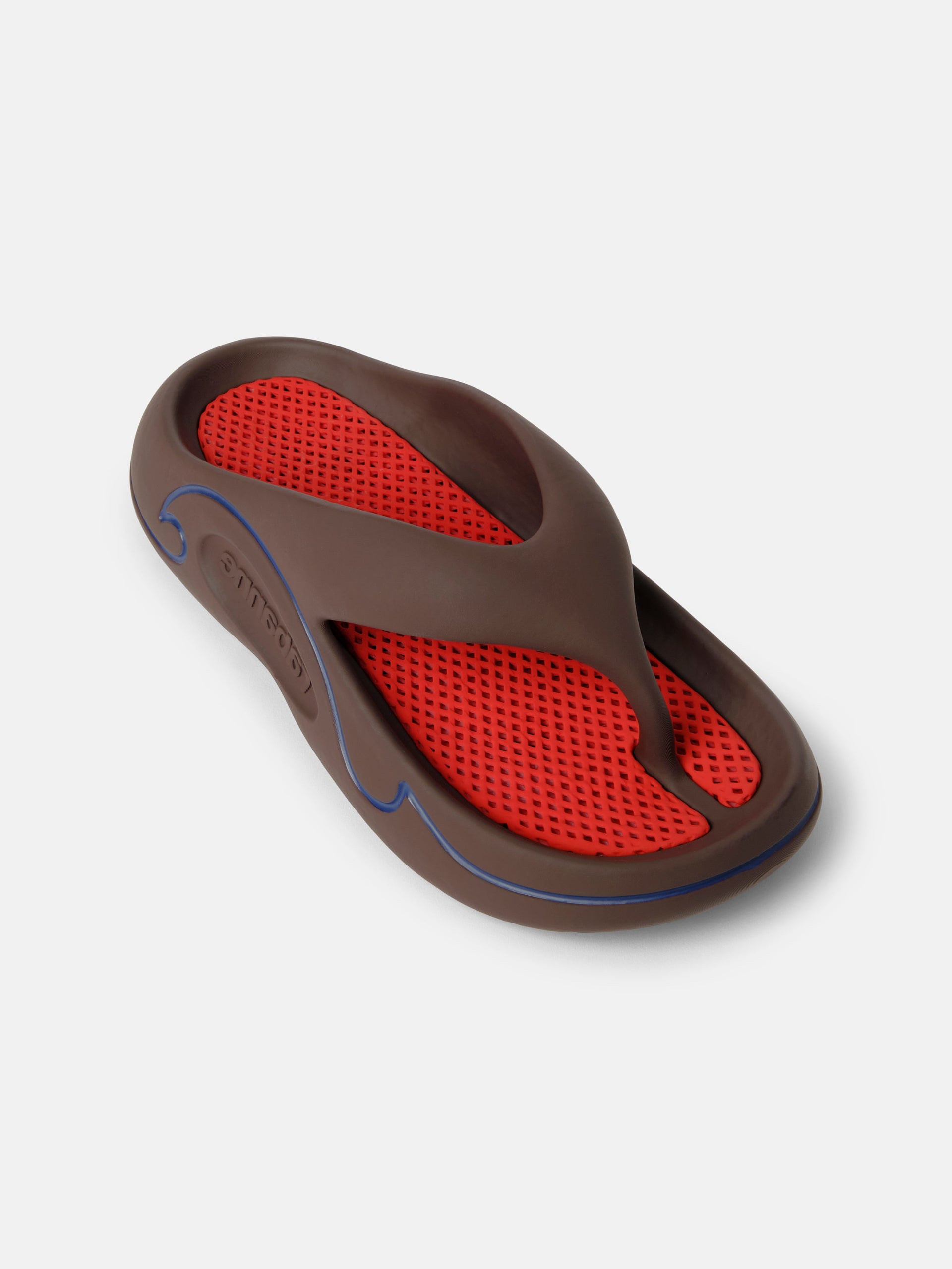 Flat sandals brown and red rubber shoes position 2