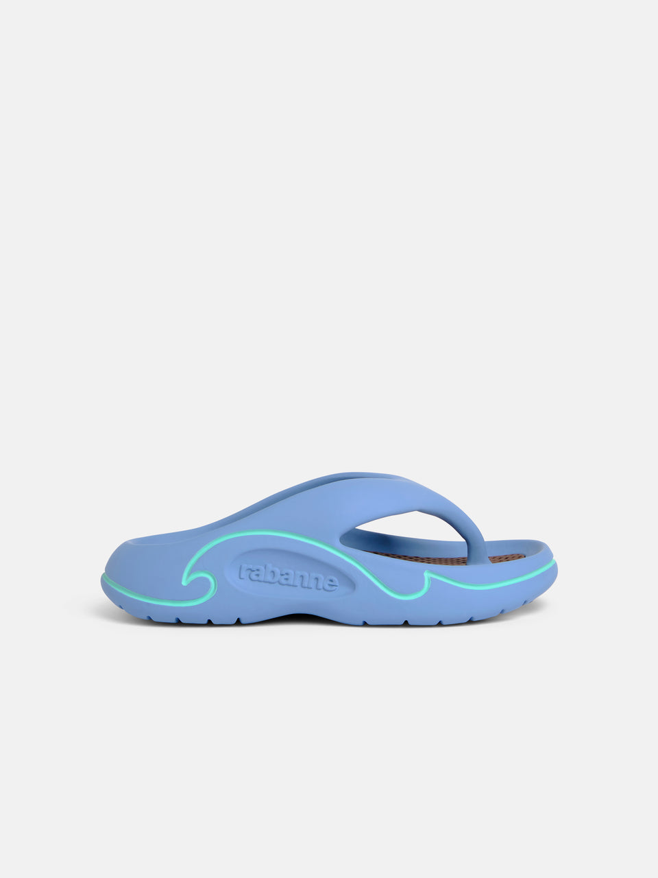 Flat sandals blue and brown rubber shoes - Image 1