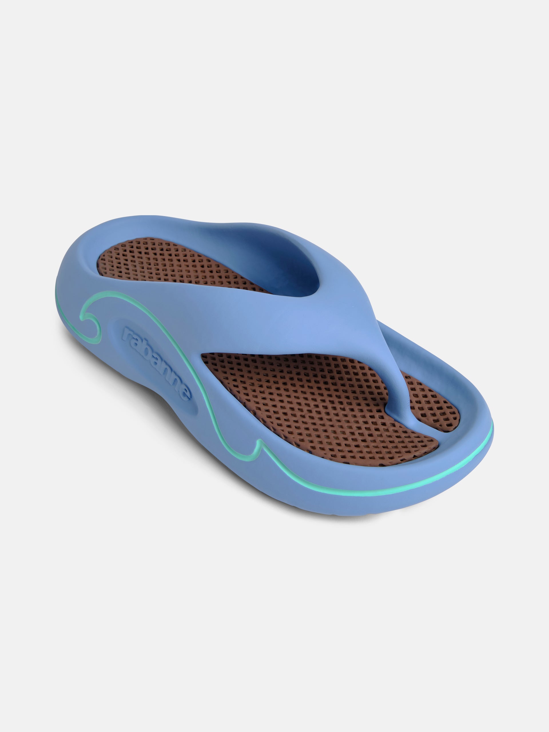 Flat sandals blue and brown rubber shoes position 2