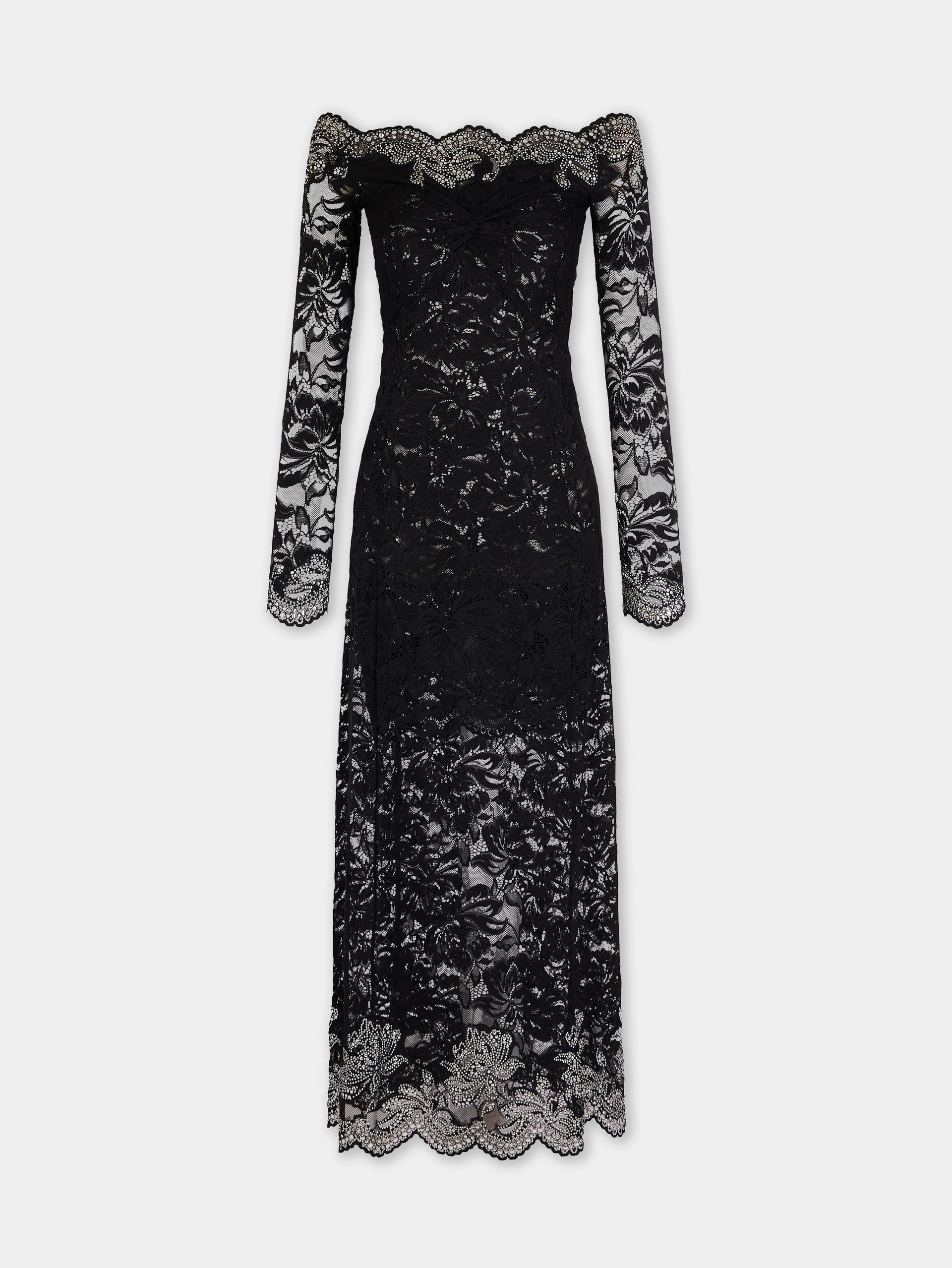Long dress in lace black position 1