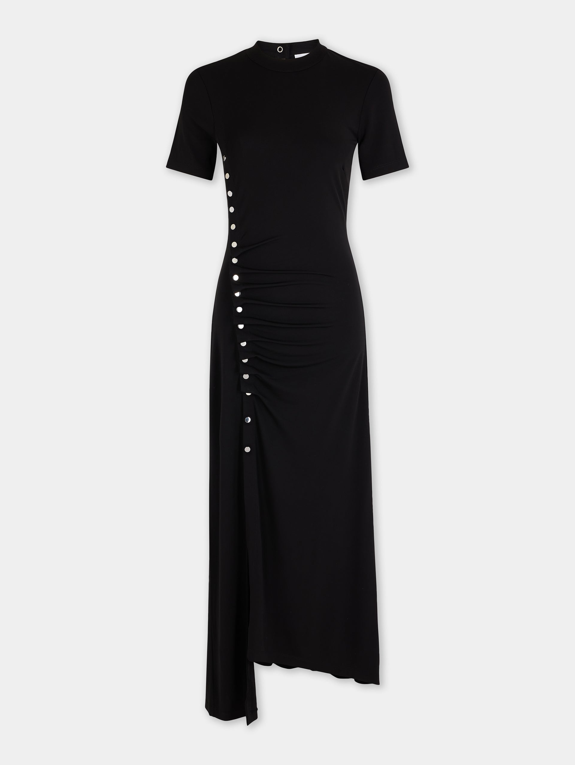 Draped long dress in jersey black position 1