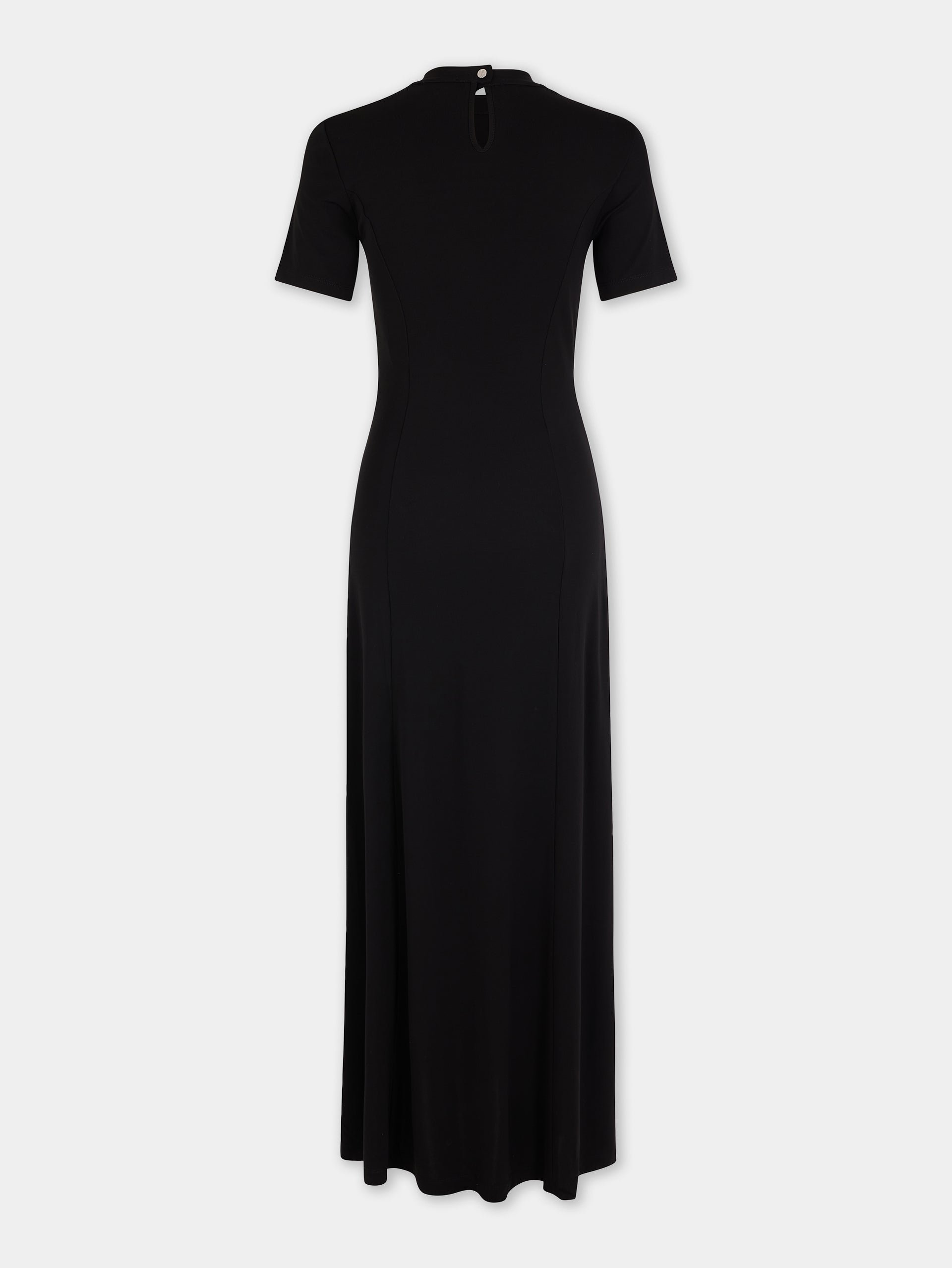 Draped long dress in jersey black position 6